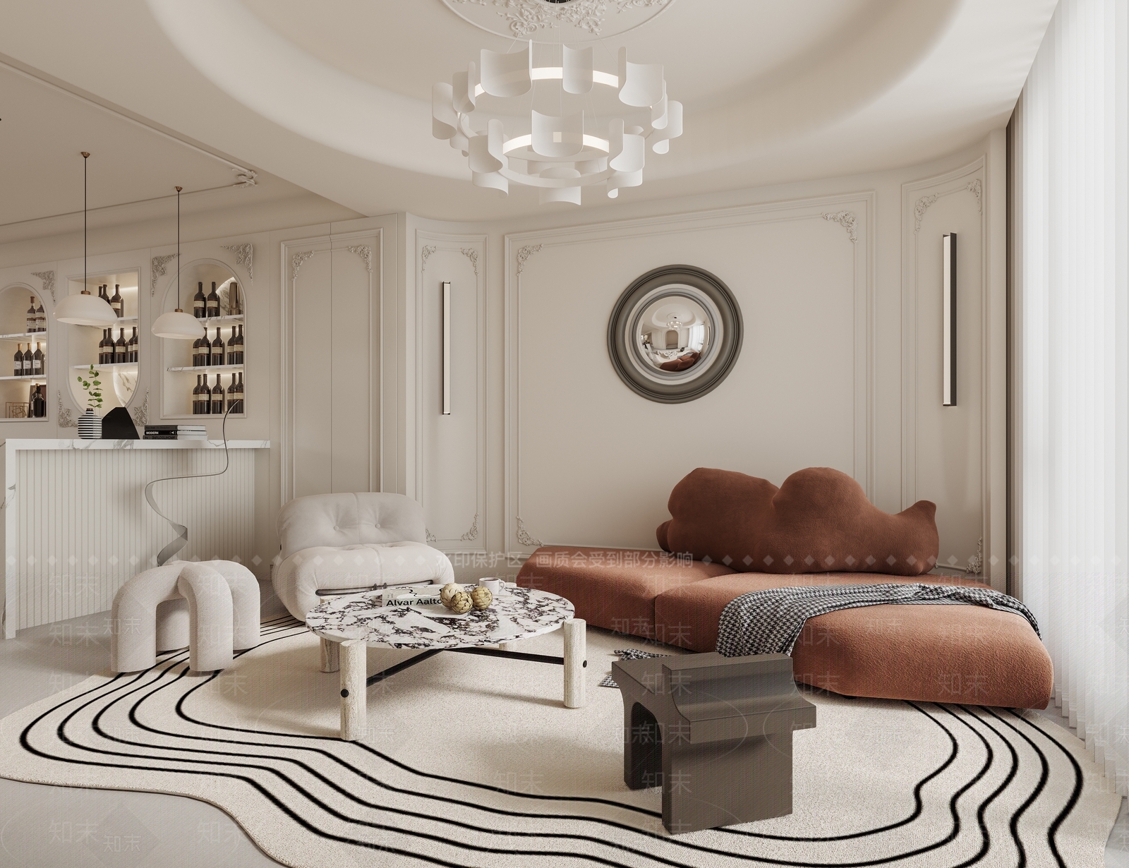 法式简约家居客厅3D模型下载【ID:1138781185】