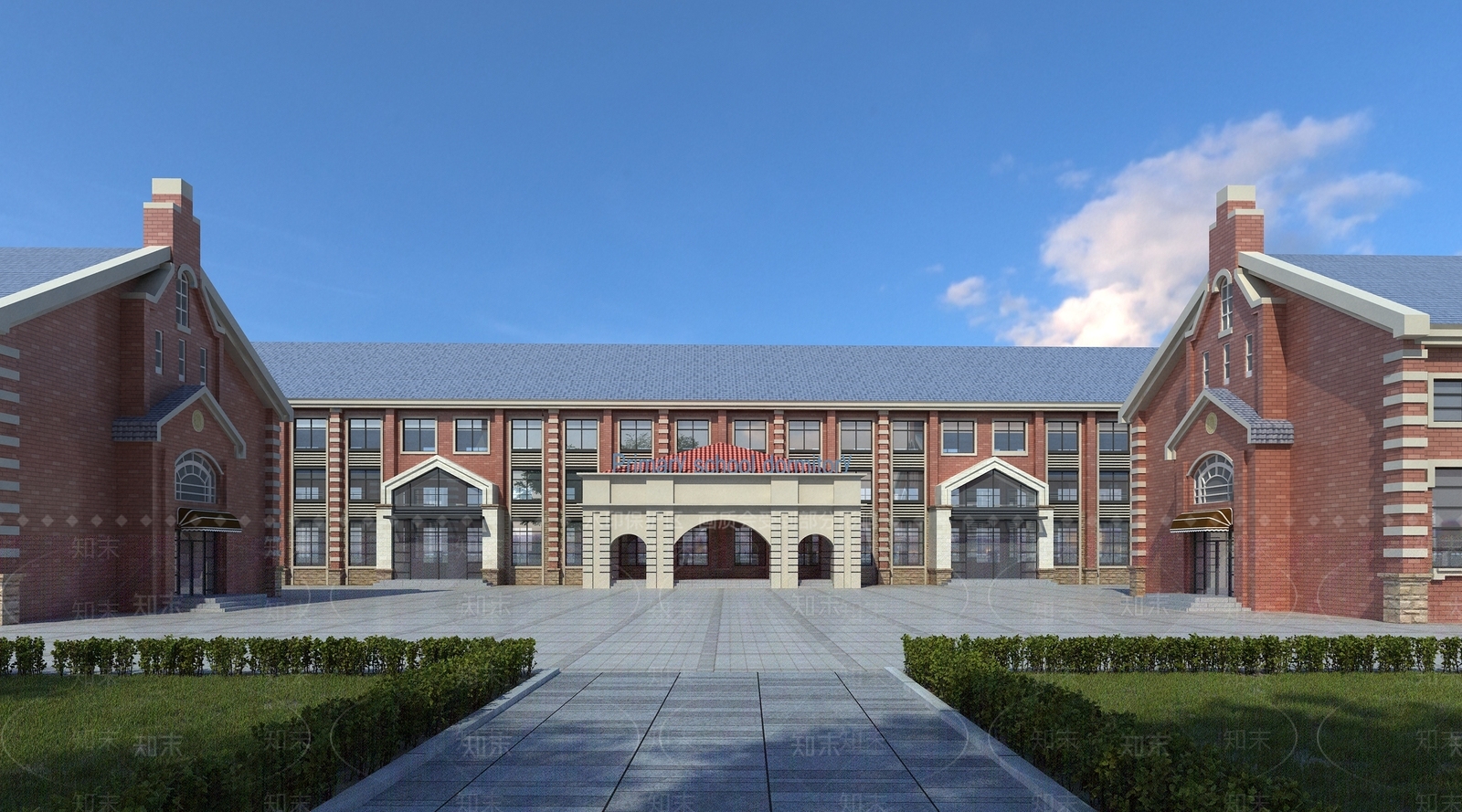 现代学校外观3D模型下载【ID:1138785406】