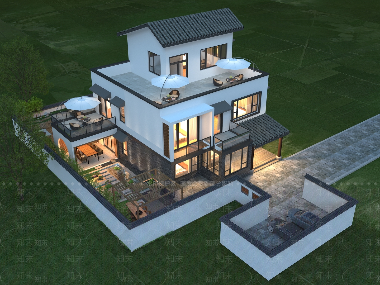 现代独栋别墅3D模型下载【ID:1138787037】_知末3d模型网