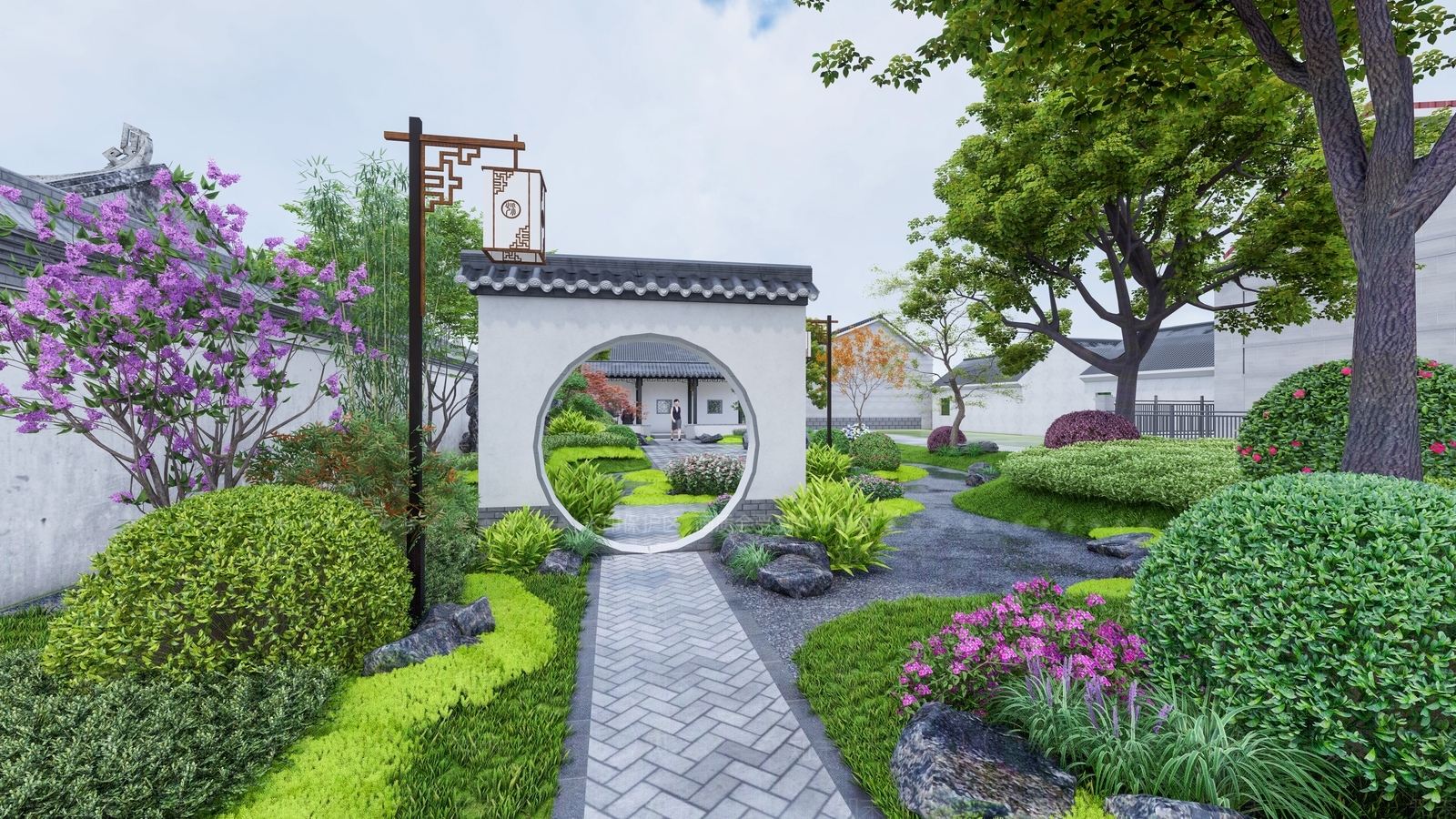中式口袋公园SU模型下载【ID:1138790368】