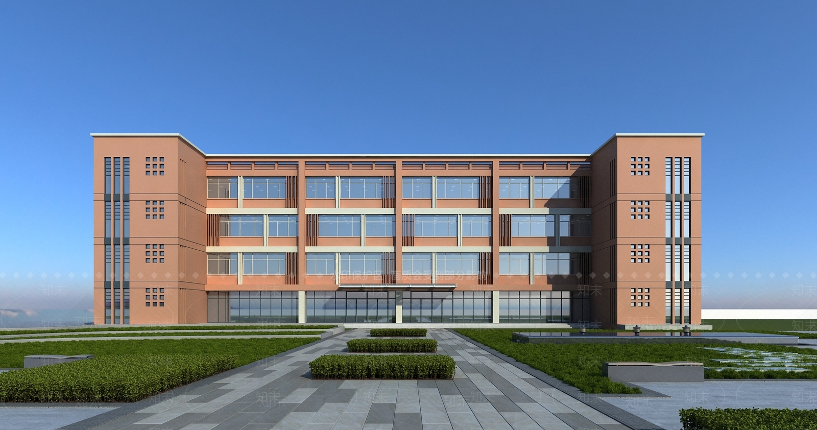 新中式学校外观3D模型下载【ID:1138795359】
