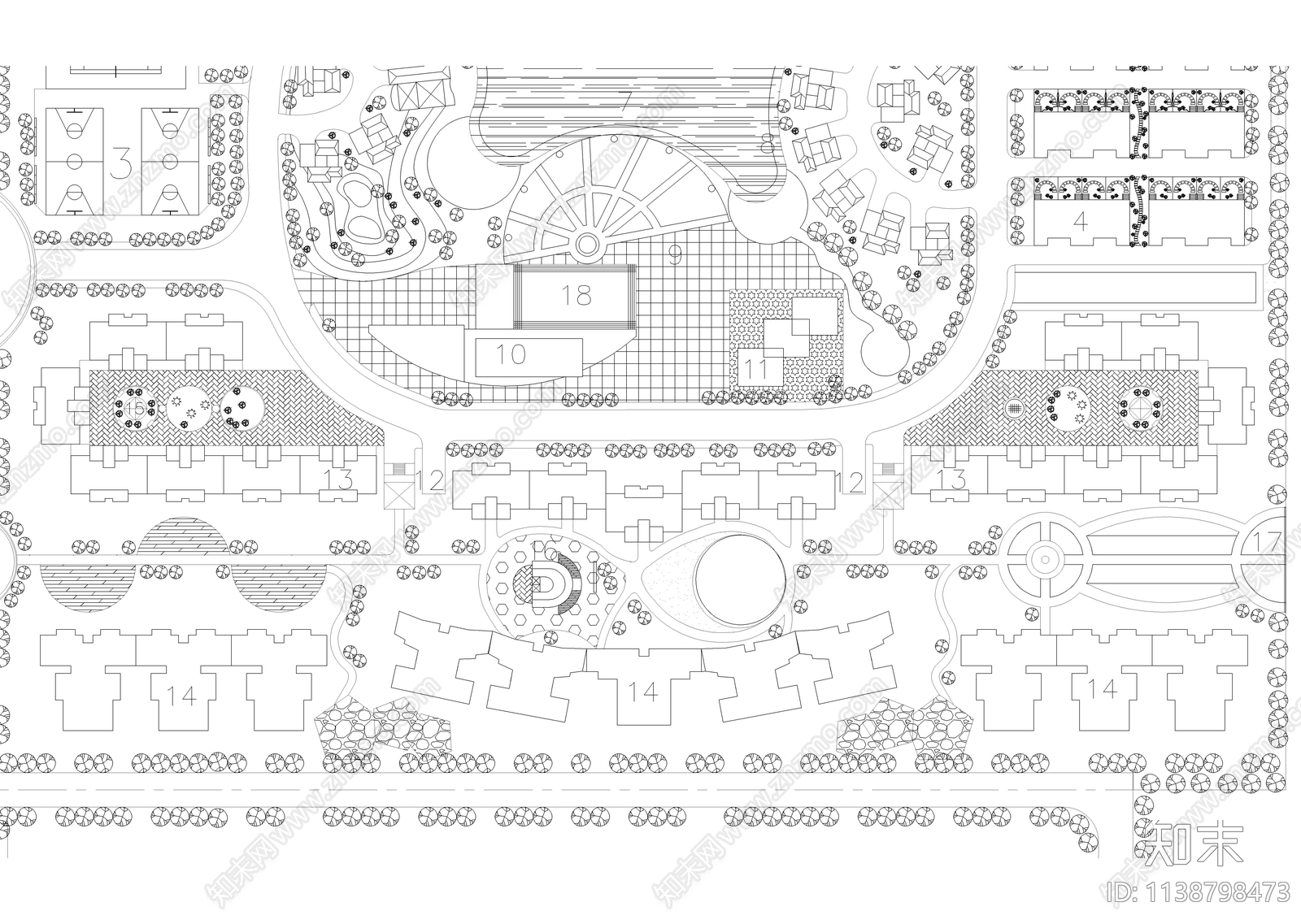 小区景观设计平面图施工图下载【ID:1138798473】