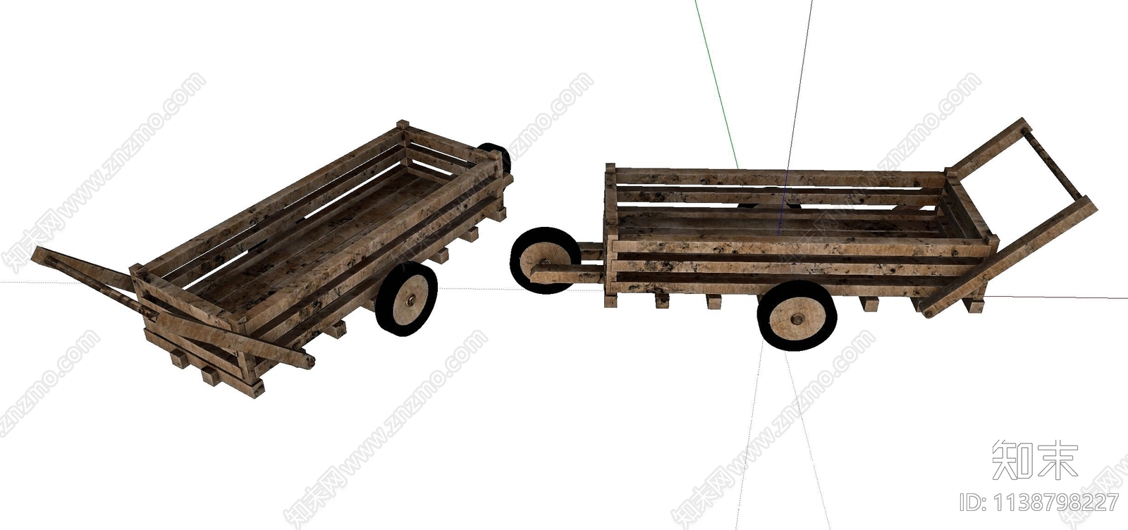 中式老旧木推车SU模型下载【ID:1138798227】