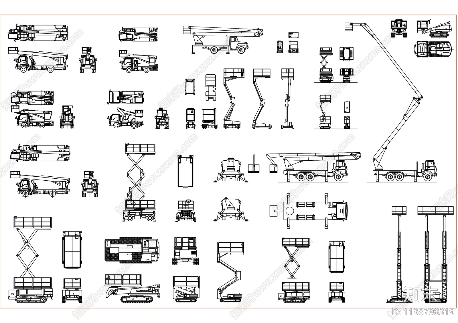 高空作业平台起重车合集施工图下载【ID:1138798319】