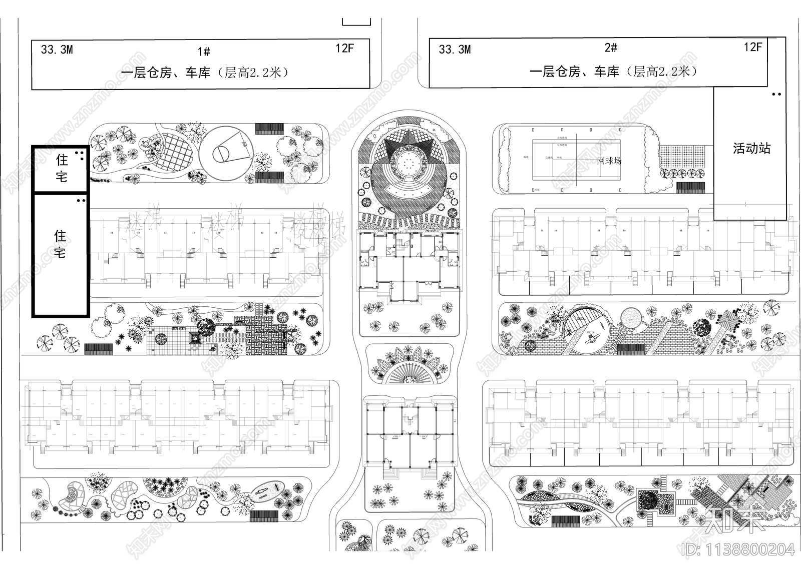 小区景观植物平面图施工图下载【ID:1138800204】
