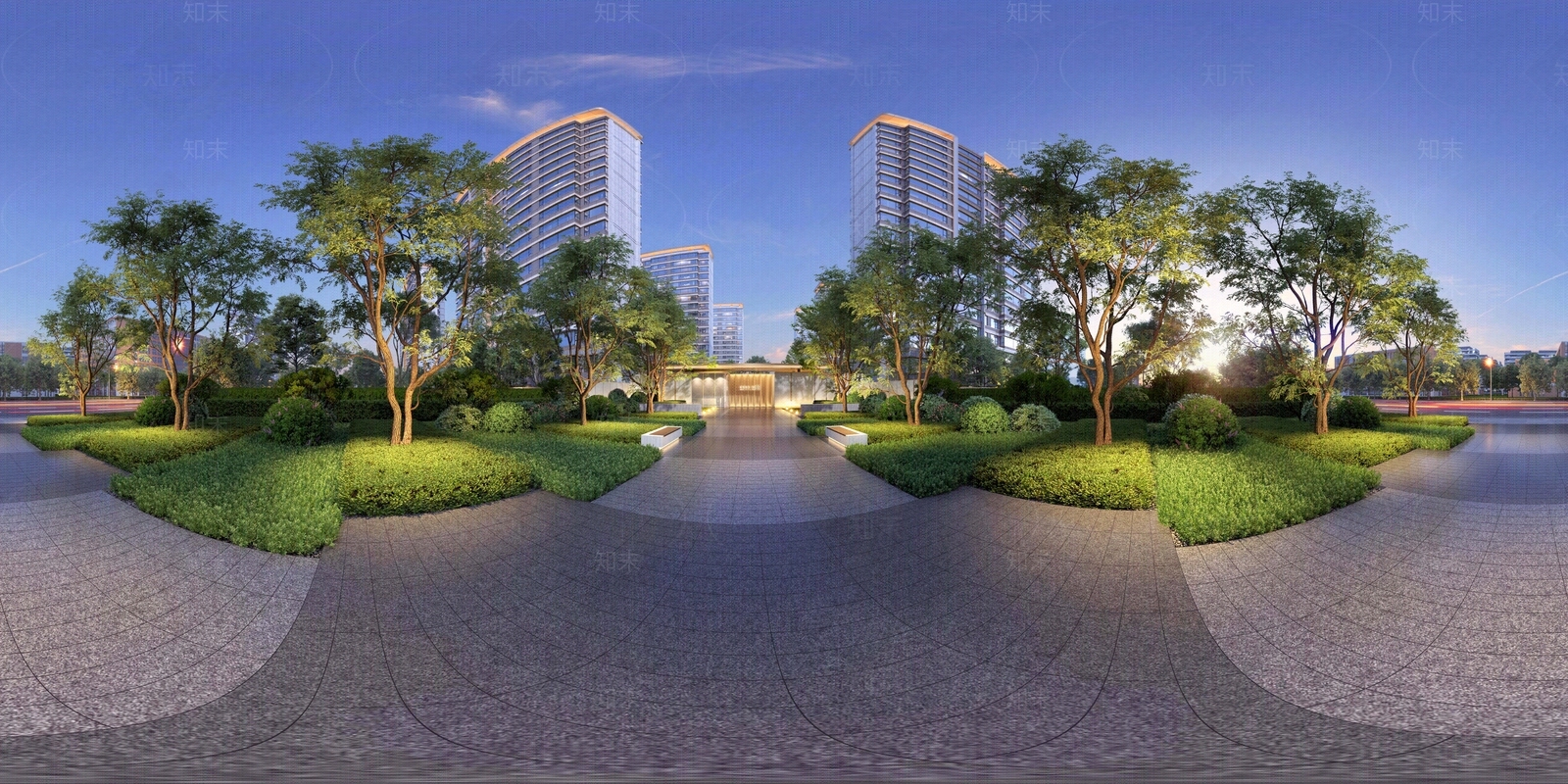 HDR夜晚社区主入口景观贴图下载【ID:1138802904】