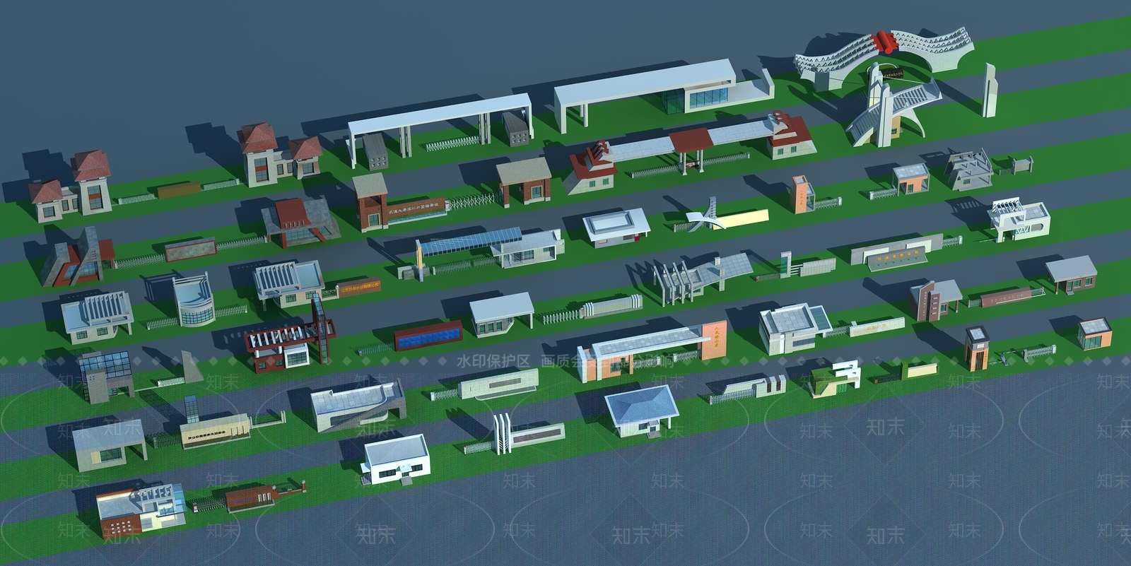 现代入口大门3D模型下载【ID:1138803485】