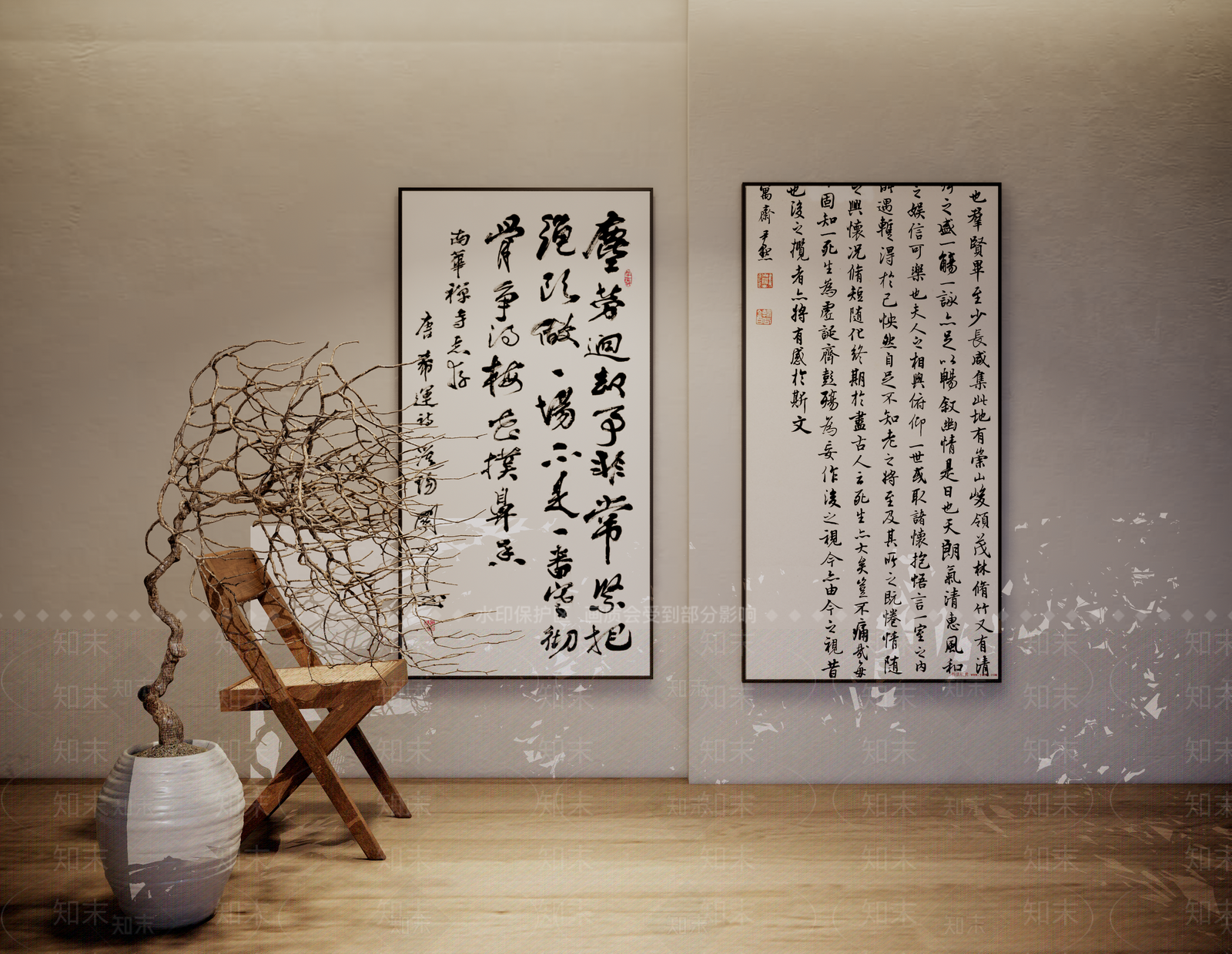 中式书法挂画SU模型下载【ID:1138803872】