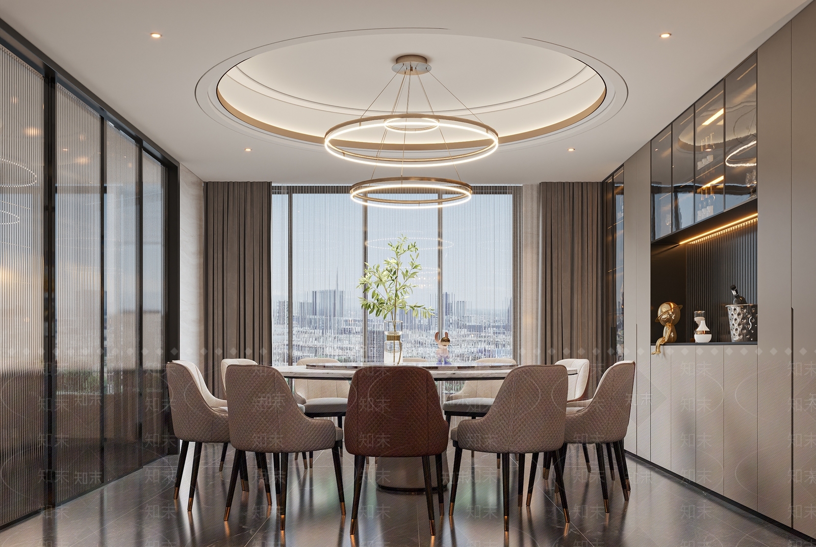 现代轻奢餐厅3D模型下载【ID:1138806442】_知末3d模型网