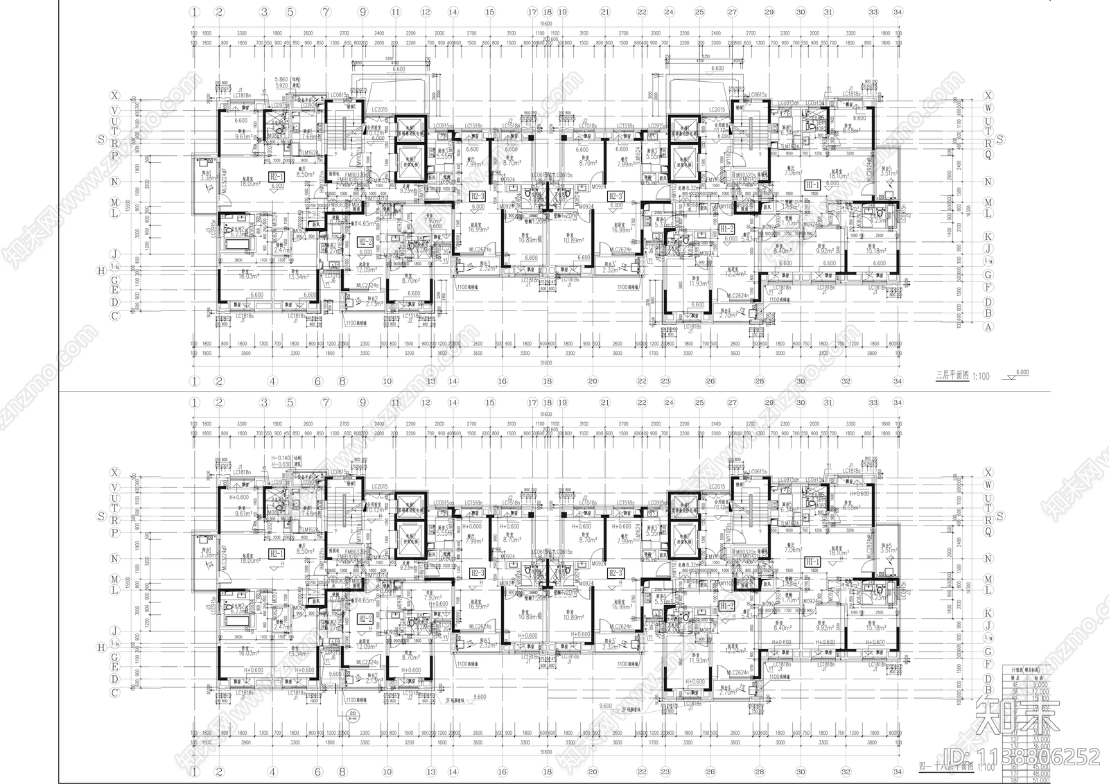 现代高层住宅建筑cad施工图下载【ID:1138806252】