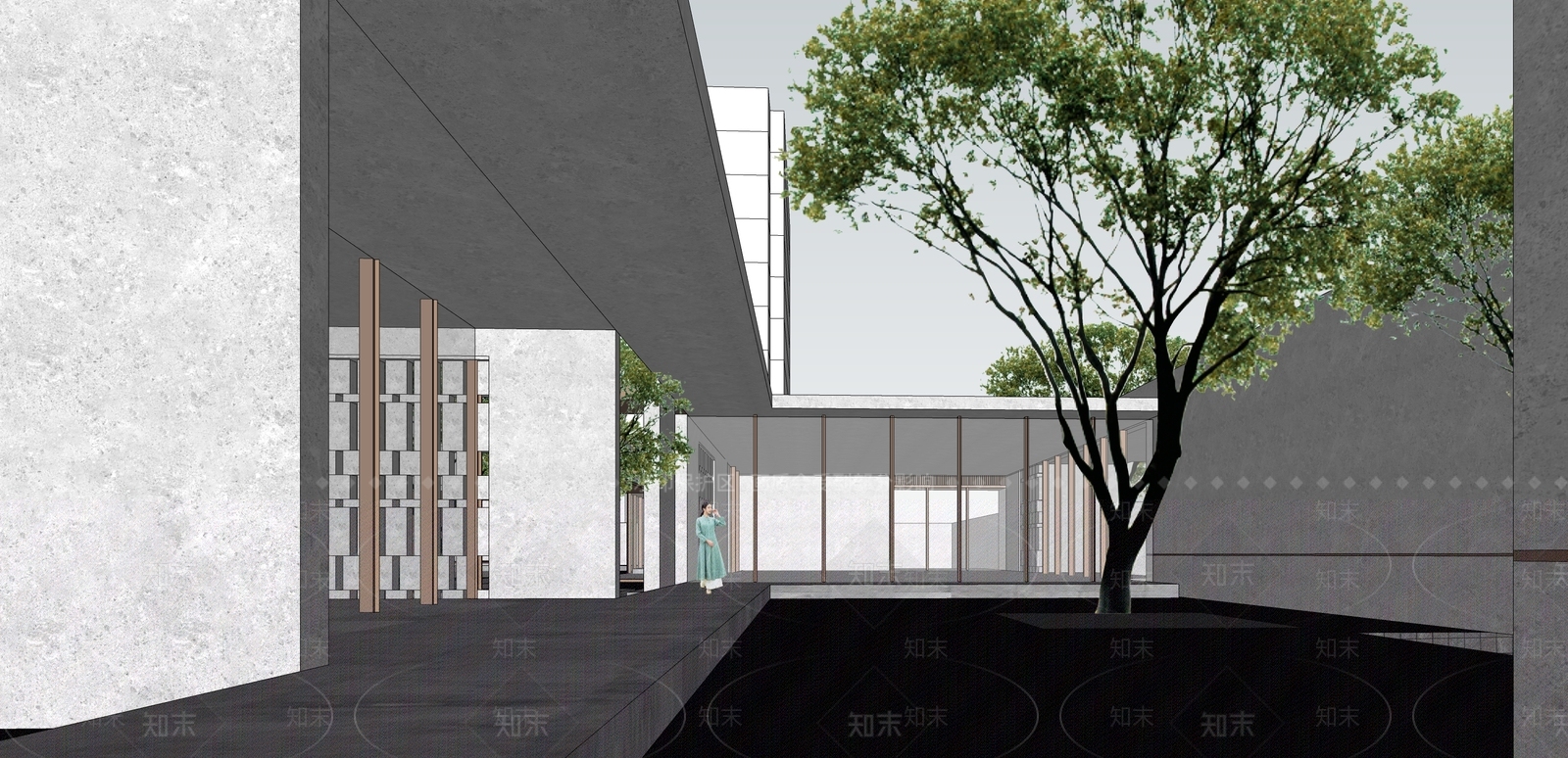 现代文化馆美术馆SU模型下载【ID:1138811407】