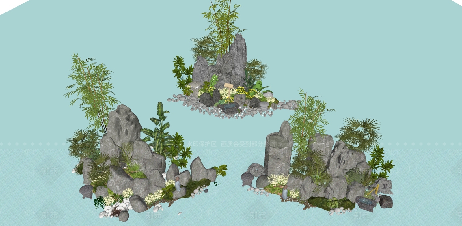 现代庭院小品SU模型下载【ID:1138813887】