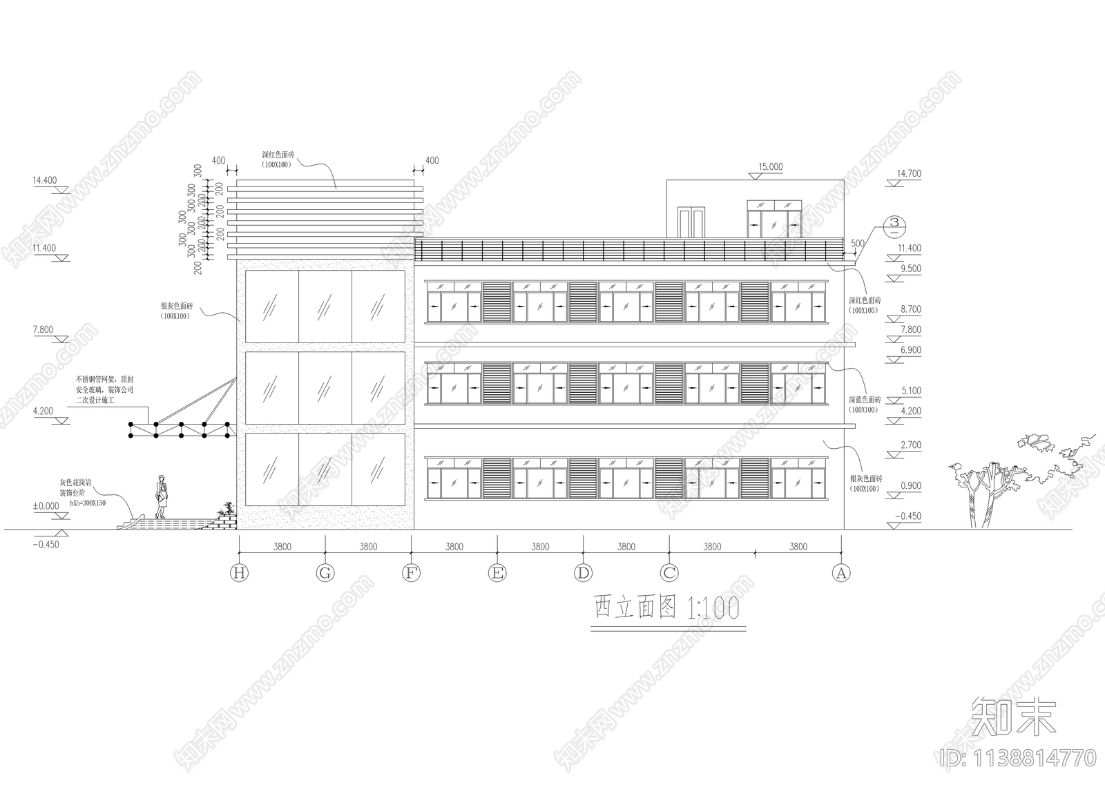 三层小办公楼建筑施工图下载【ID:1138814770】
