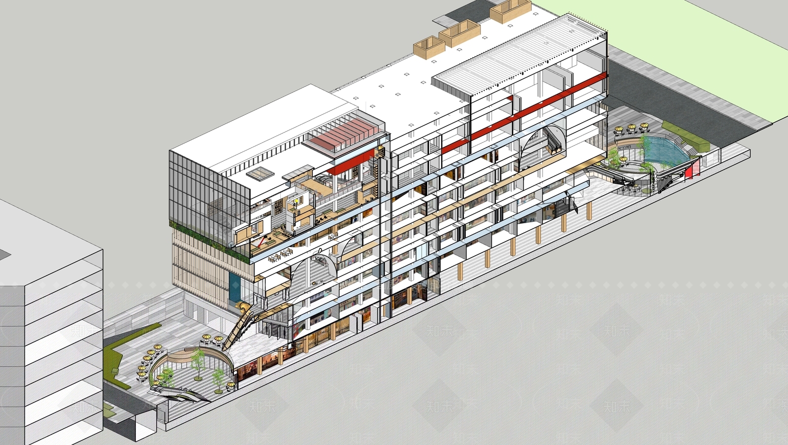 现代商场建筑SU模型精品下载_SketchUp模型_知末网