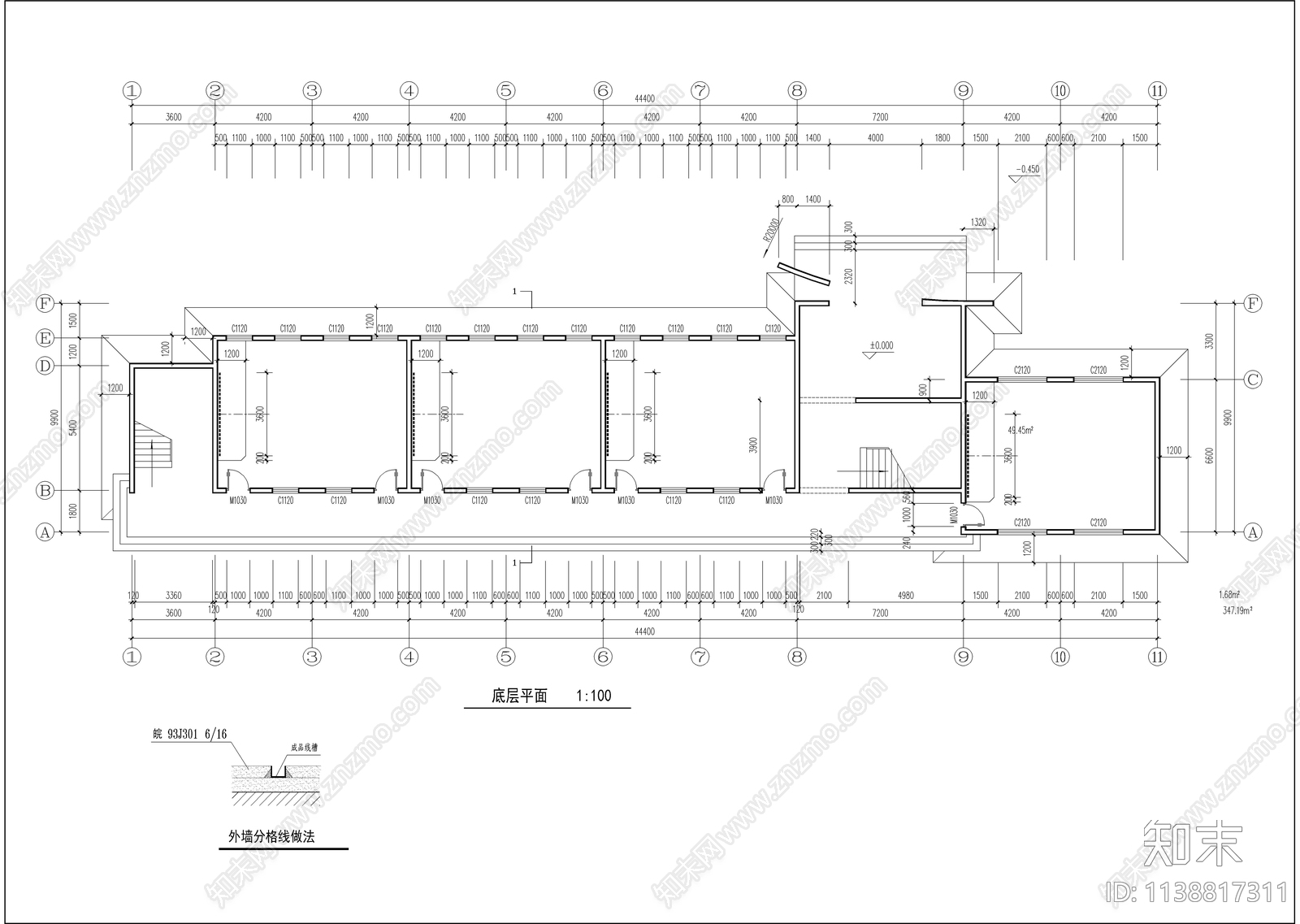 希望小学教学楼建筑cad施工图下载【ID:1138817311】