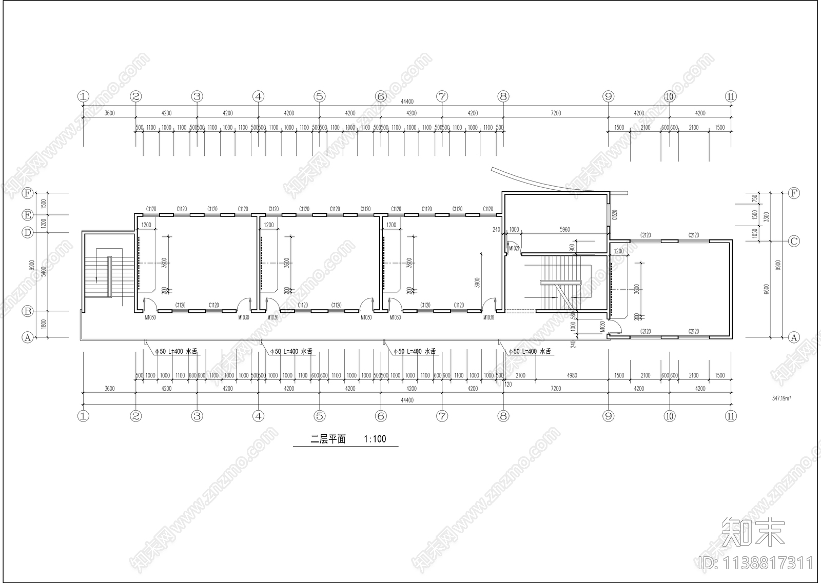 希望小学教学楼建筑cad施工图下载【ID:1138817311】