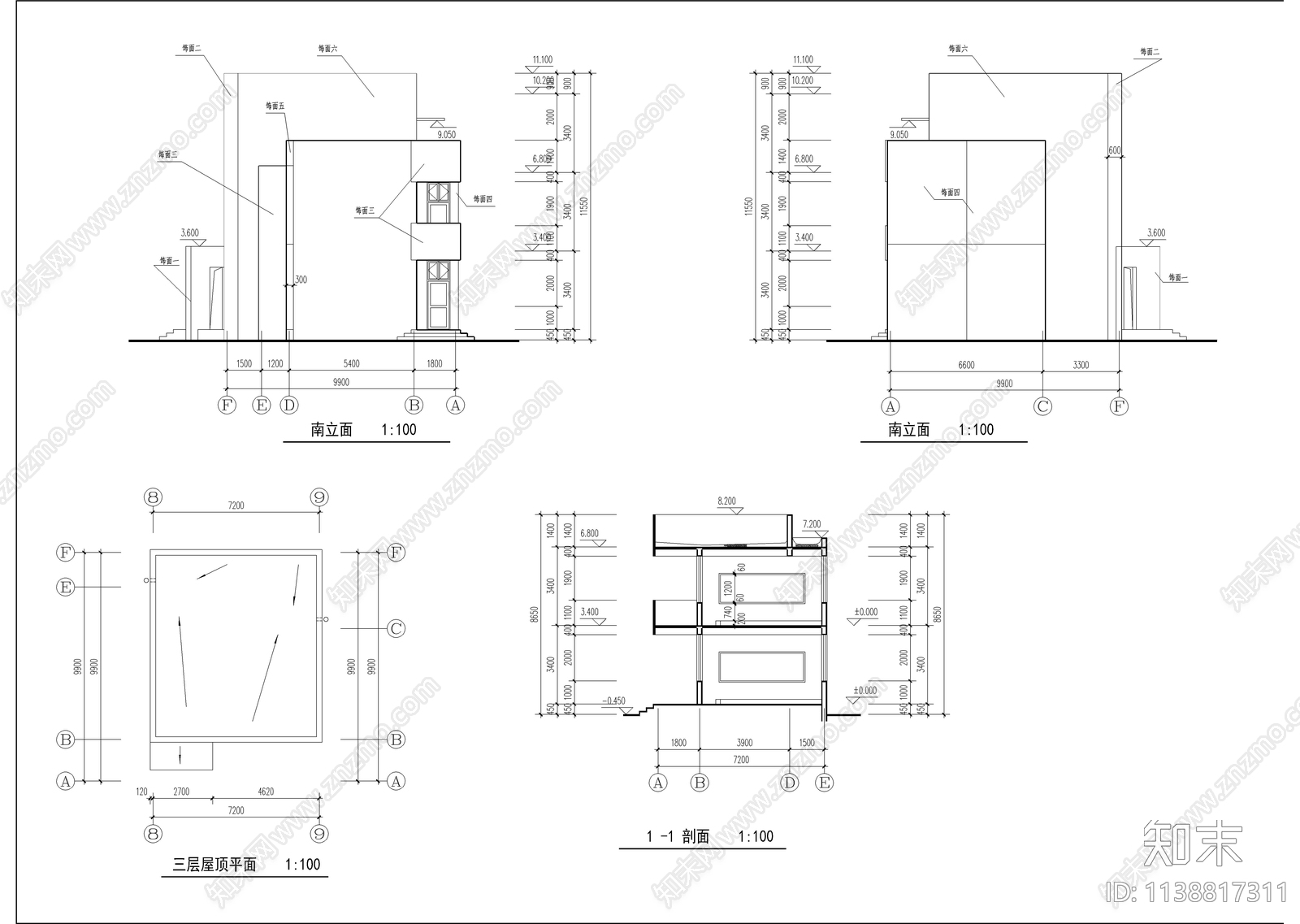 希望小学教学楼建筑cad施工图下载【ID:1138817311】