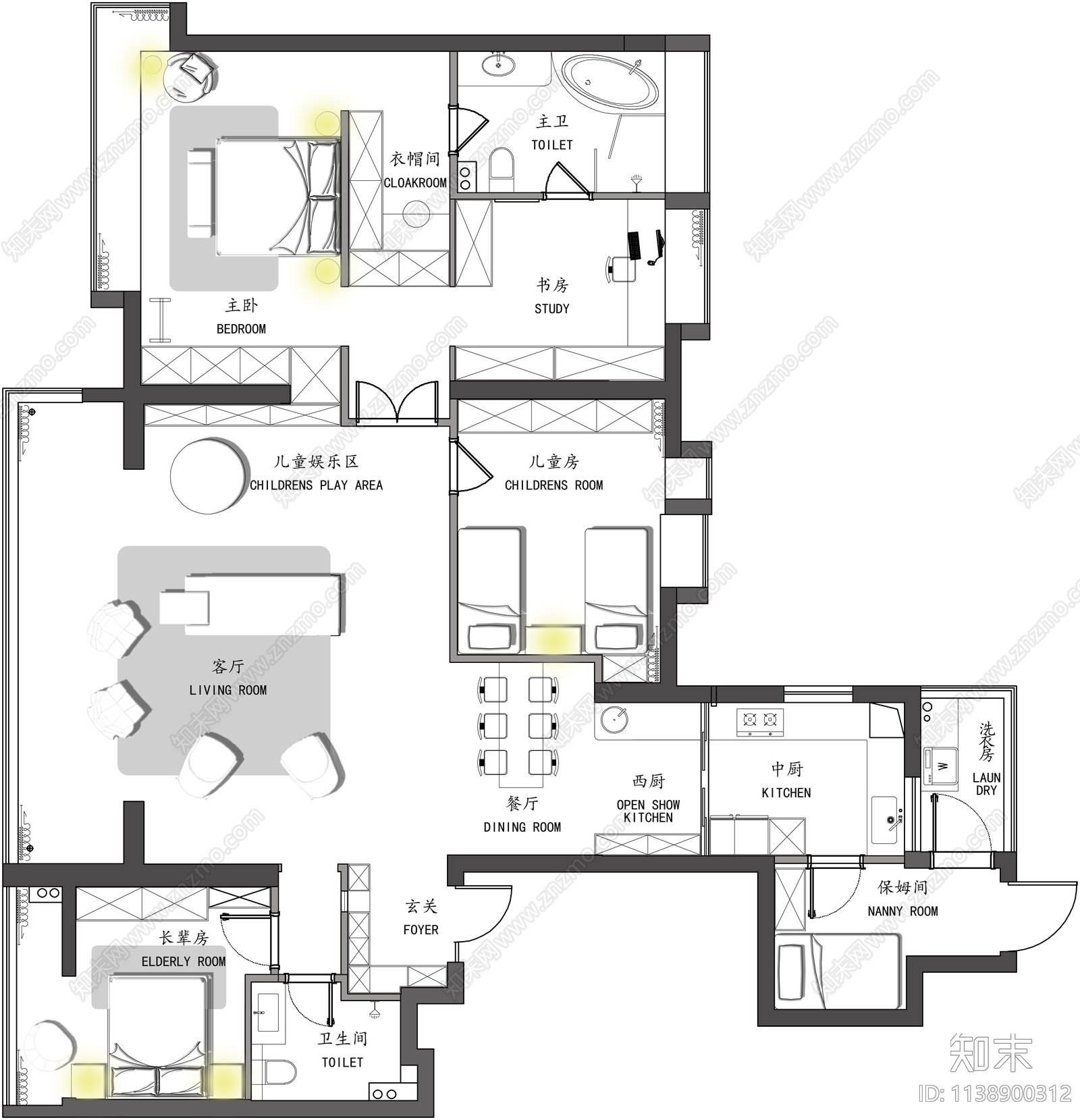 华侨城平层家装平面图cad施工图下载【ID:1138900312】