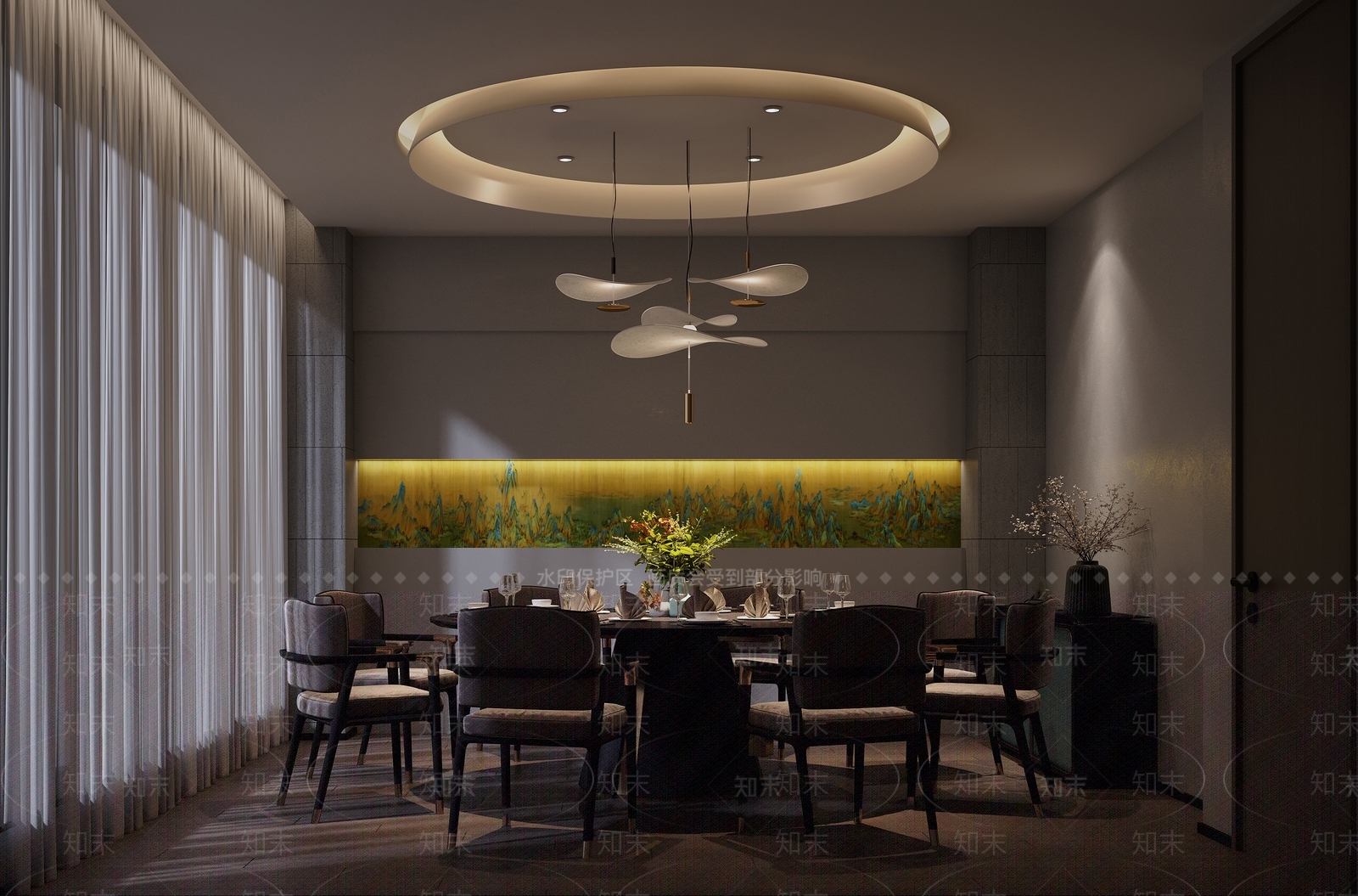 现代中餐厅3D模型下载【ID:1138822676】