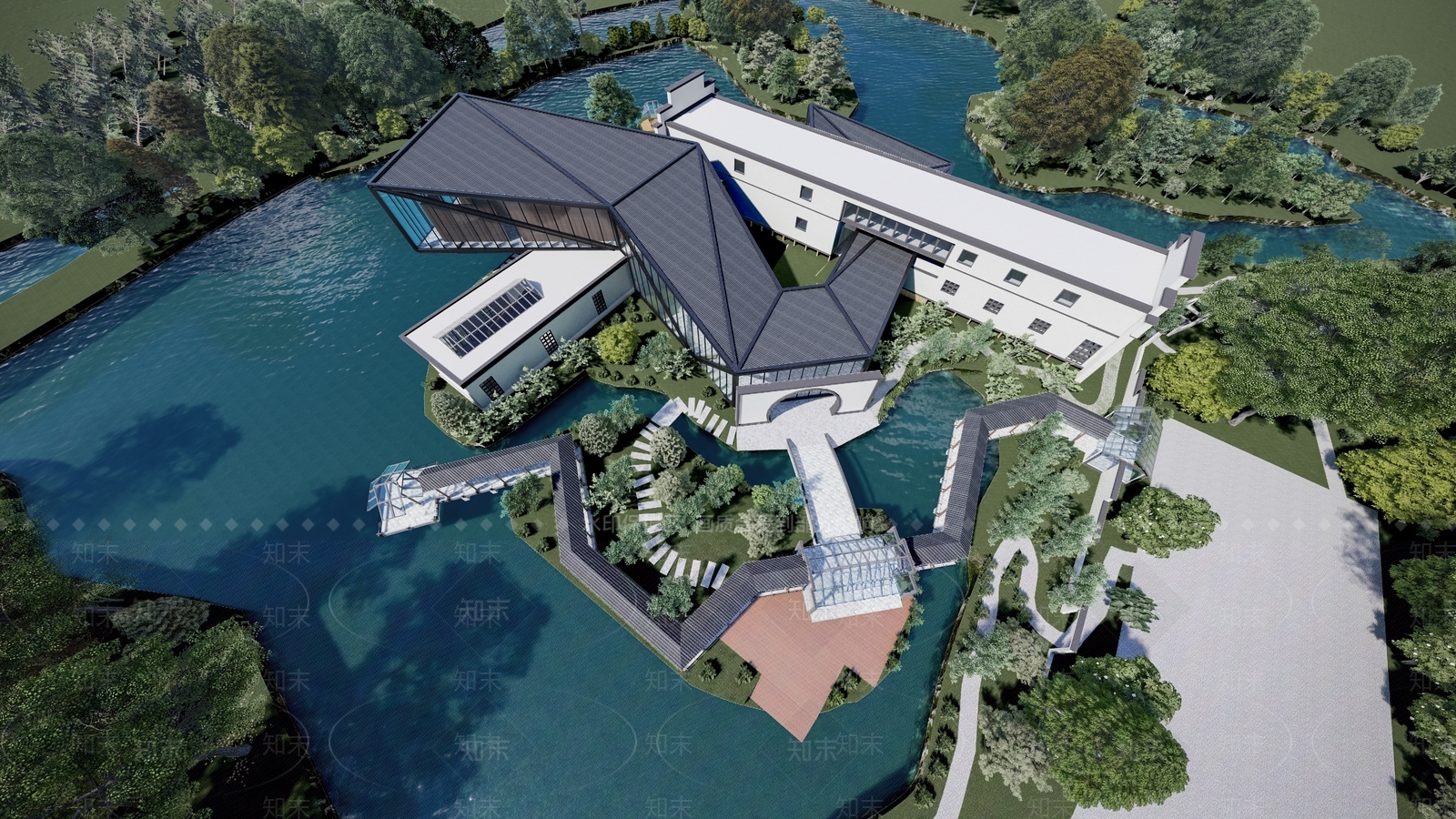 新中式酒店建筑SU模型下载【ID:1138828072】