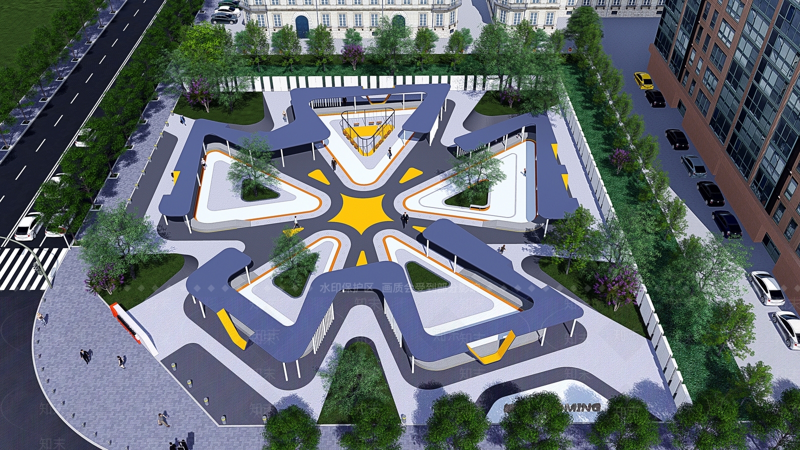 现代口袋公园SU模型下载【ID:1138831529】