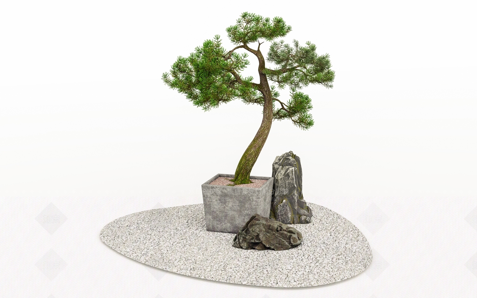中式松树盆栽SU模型下载【ID:1138829339】