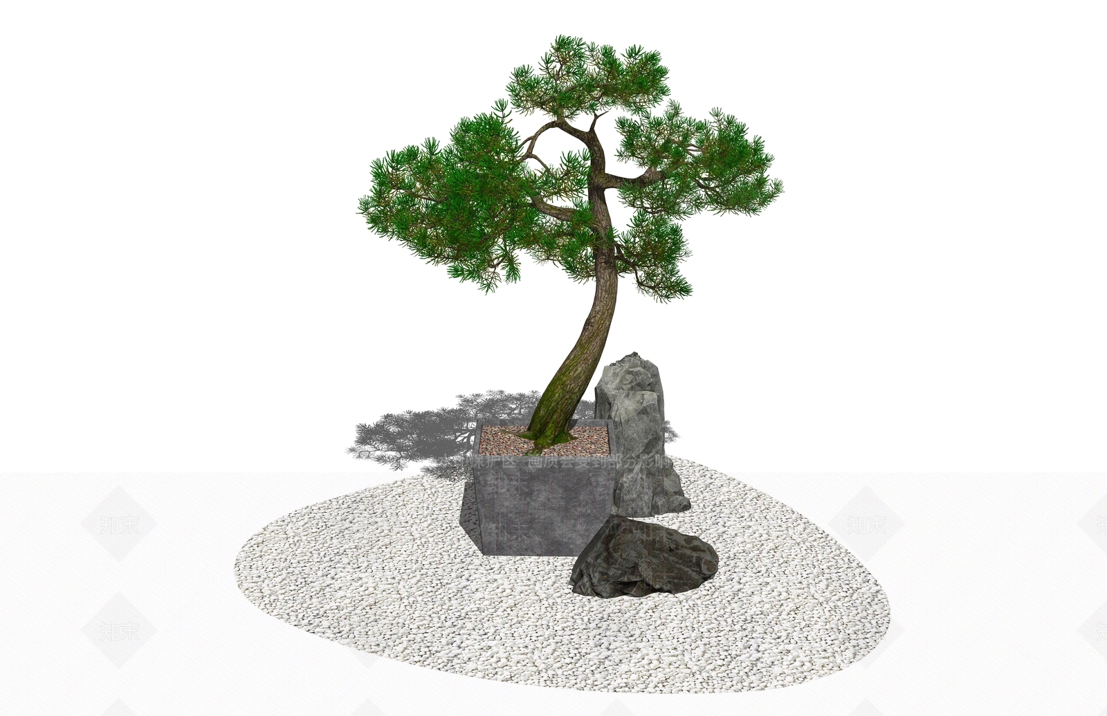 中式松树盆栽SU模型下载【ID:1138829339】