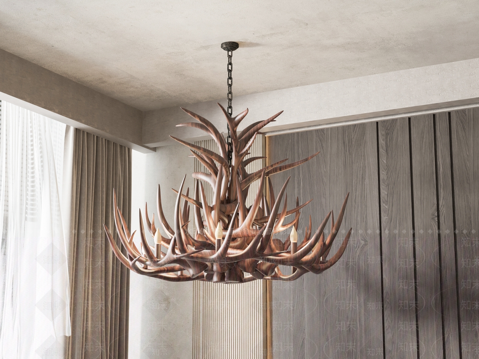 美式吊灯3D模型下载【ID:1138834160】