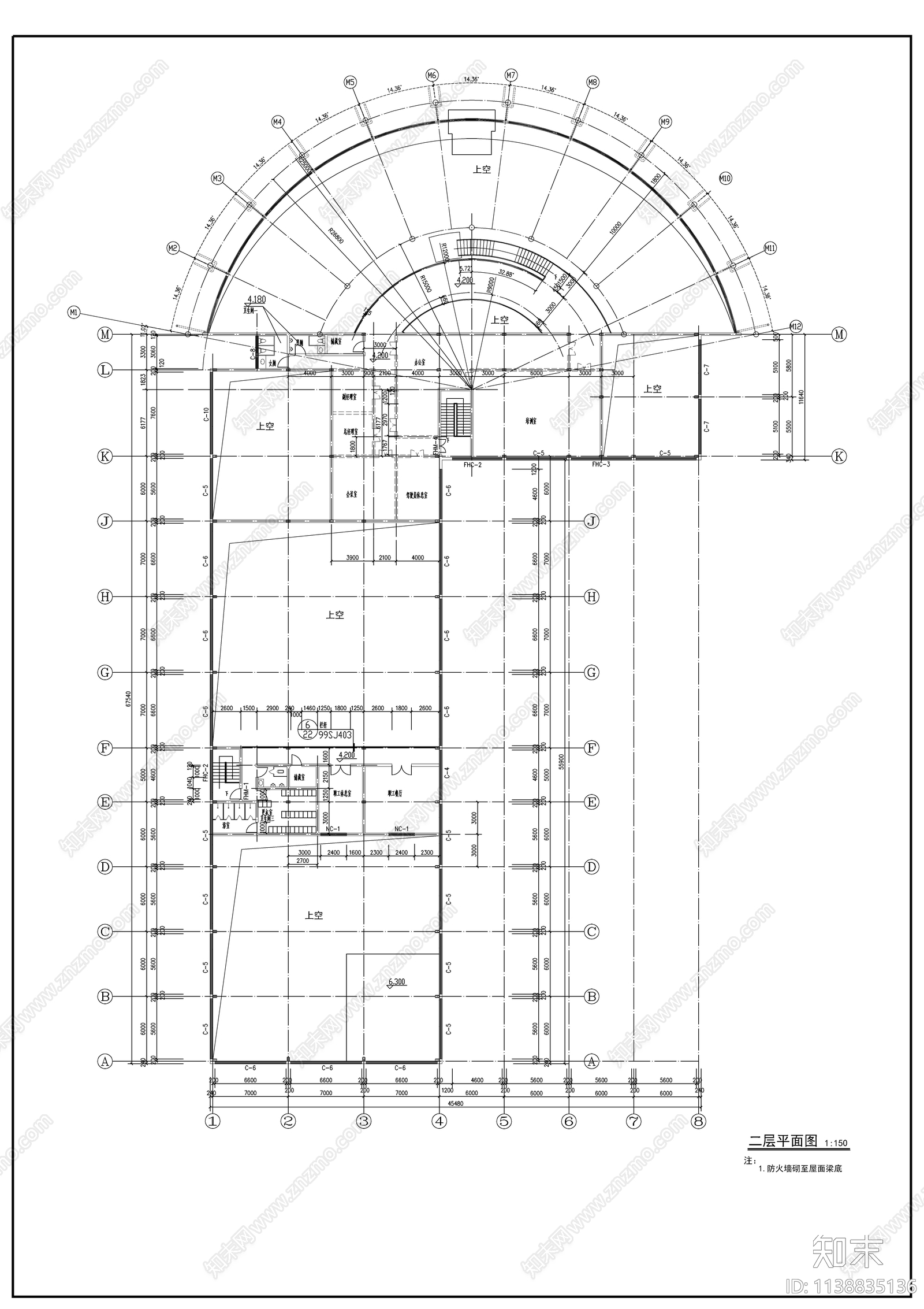 奔驰4s店建筑cad施工图下载【ID:1138835136】