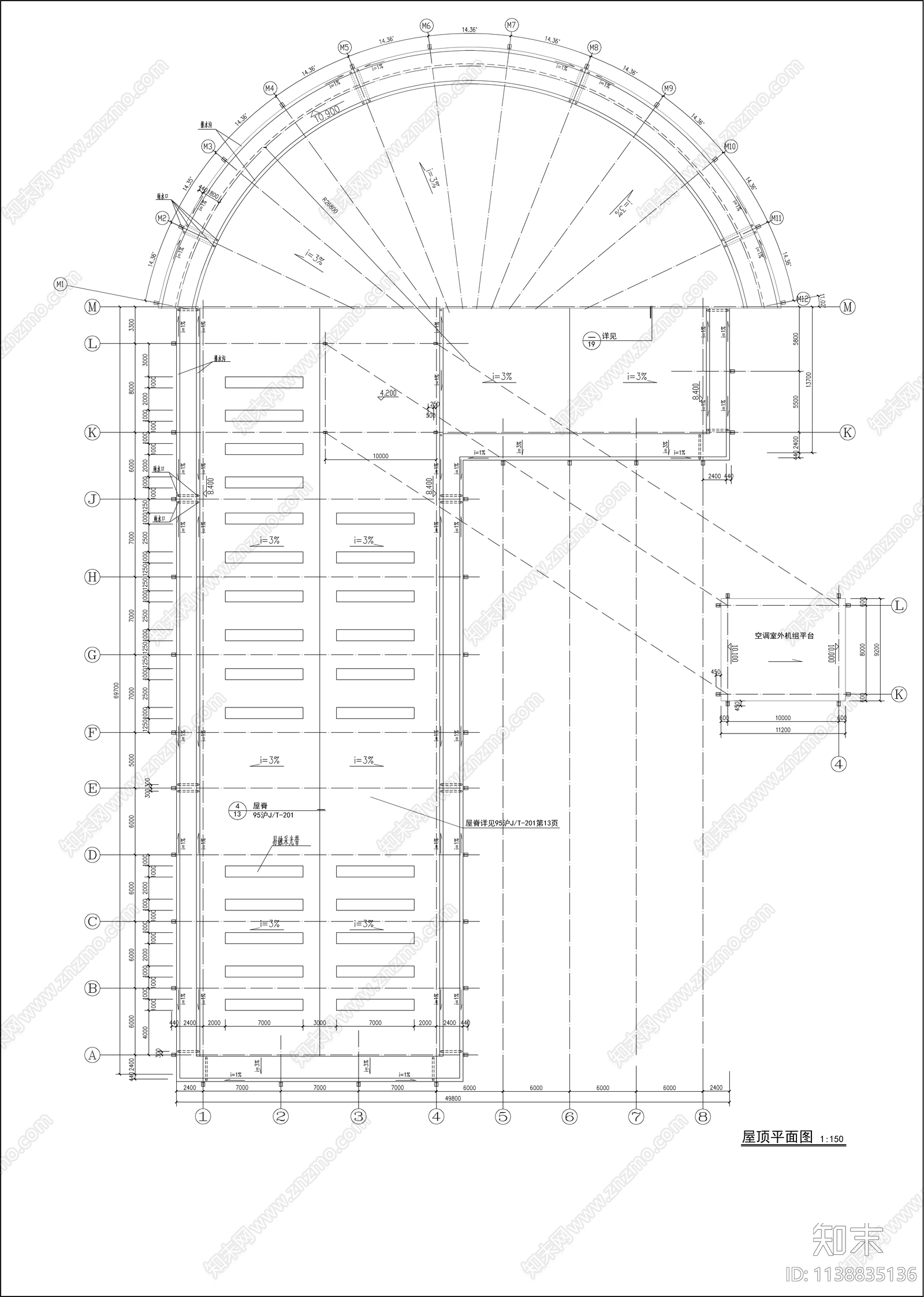 奔驰4s店建筑cad施工图下载【ID:1138835136】