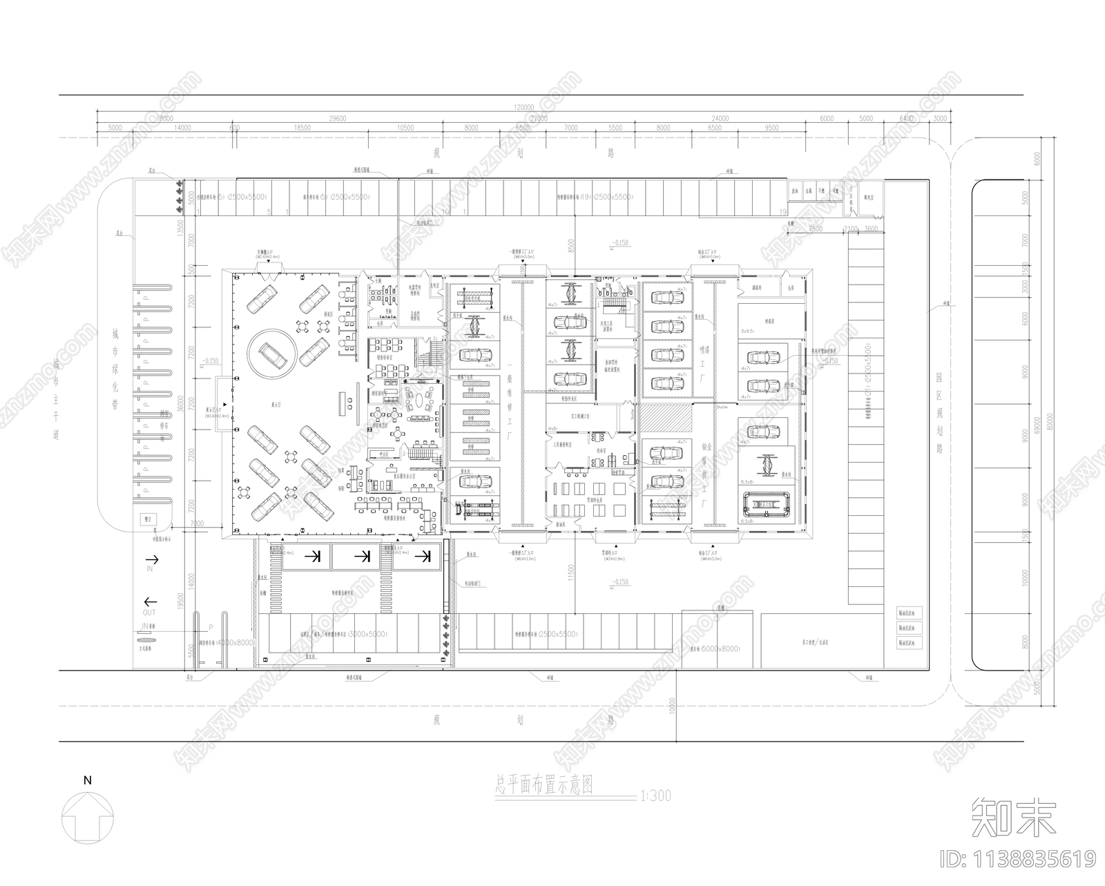 一汽丰田特约店建筑cad施工图下载【ID:1138835619】