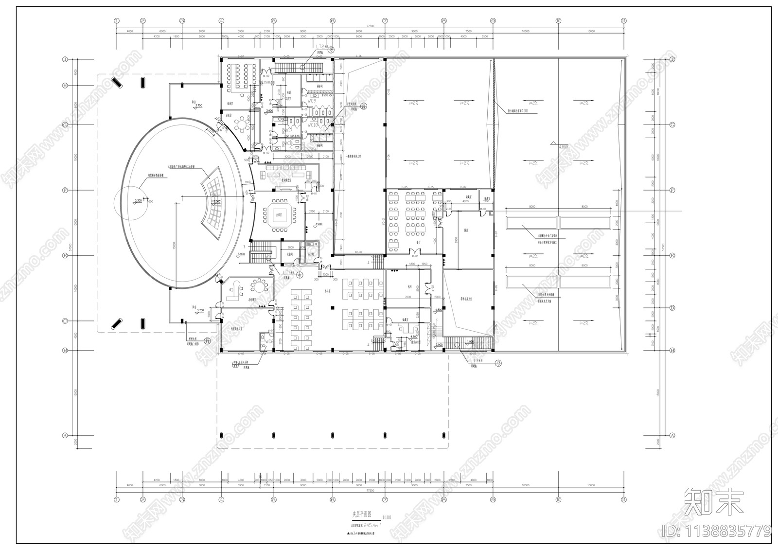 雷克萨斯4S店建筑cad施工图下载【ID:1138835779】
