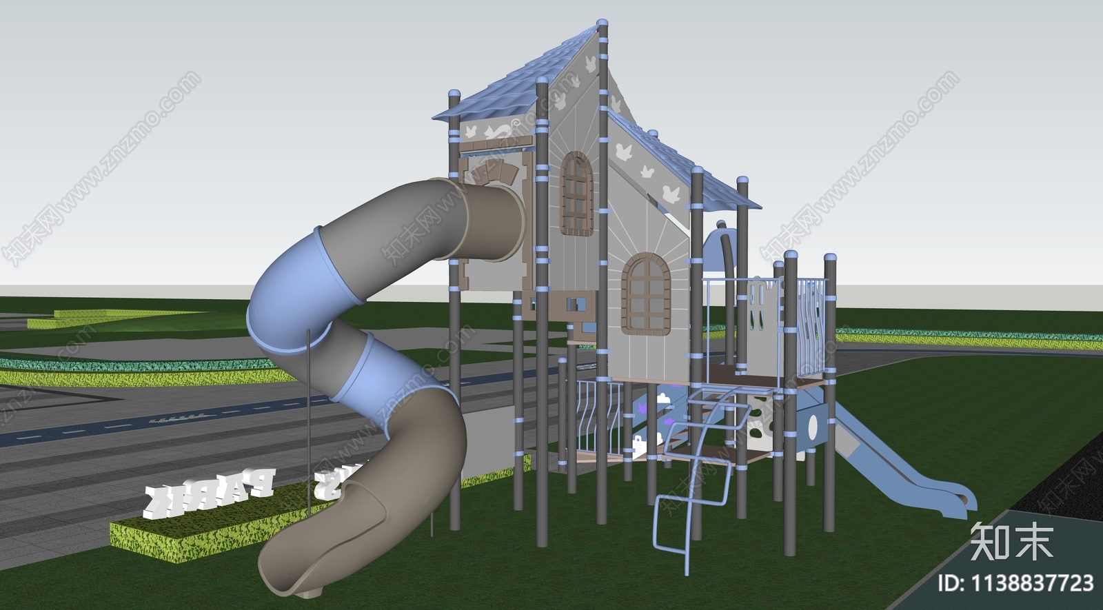 儿童活动场地滑梯SU模型下载【ID:1138837723】