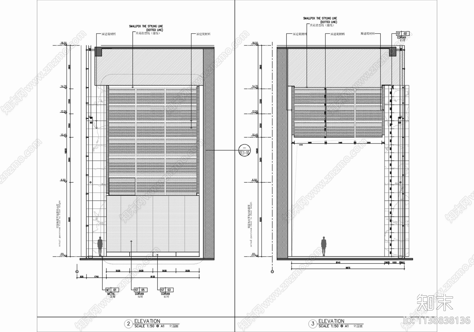 办公大堂及公区室内cad施工图下载【ID:1138838136】