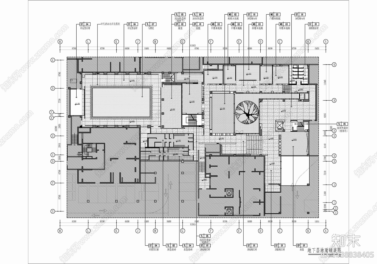 休闲会所室内cad施工图下载【ID:1138838405】