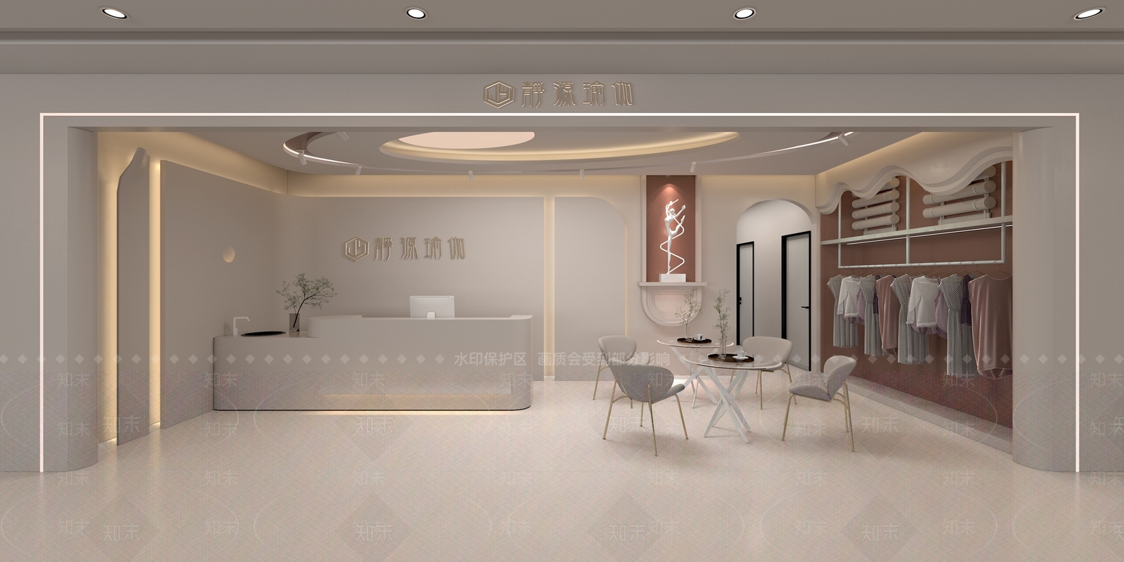 现代瑜伽馆门头大厅3D模型下载【ID:1138844782】