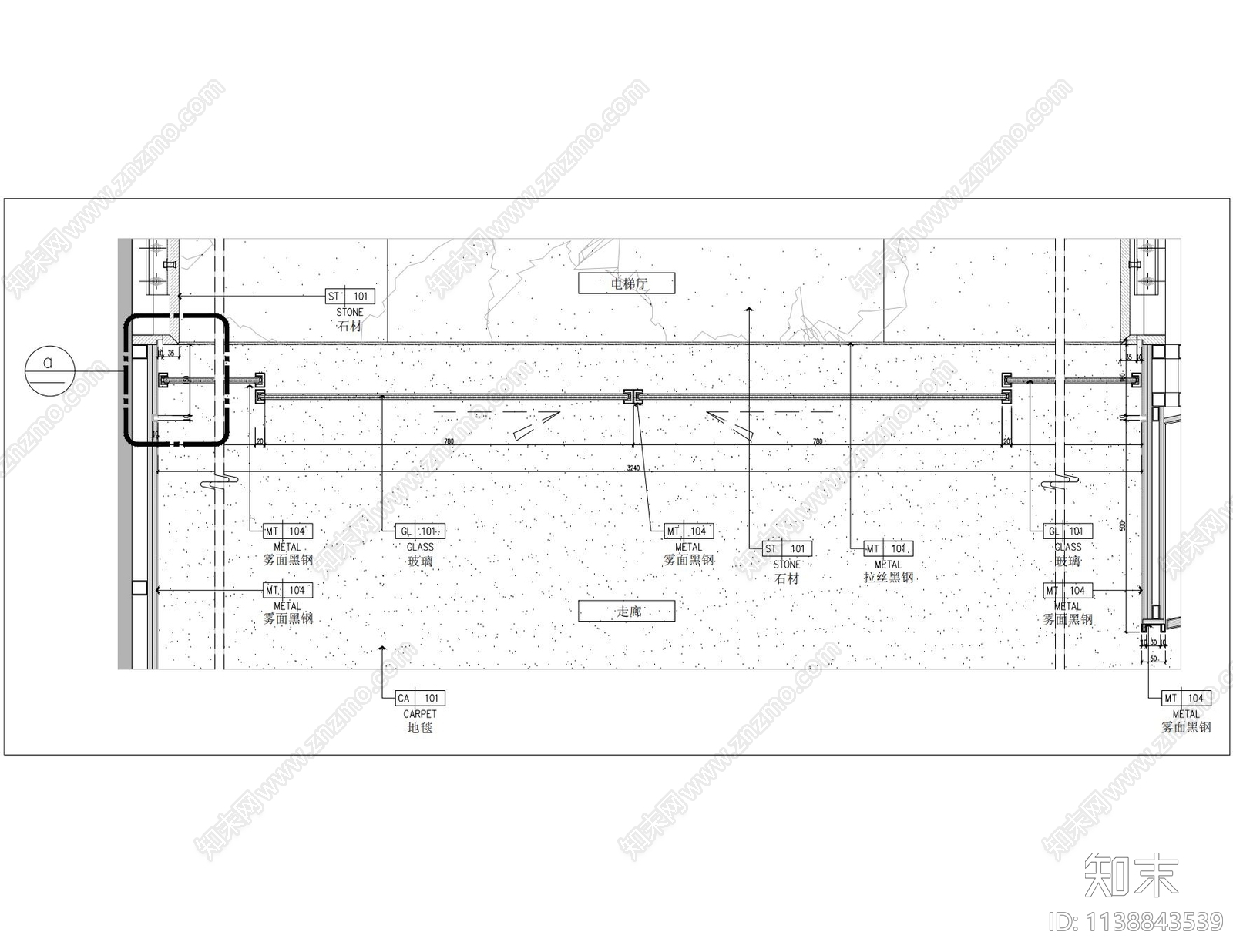 电动有框玻璃感应门cad施工图下载【ID:1138843539】