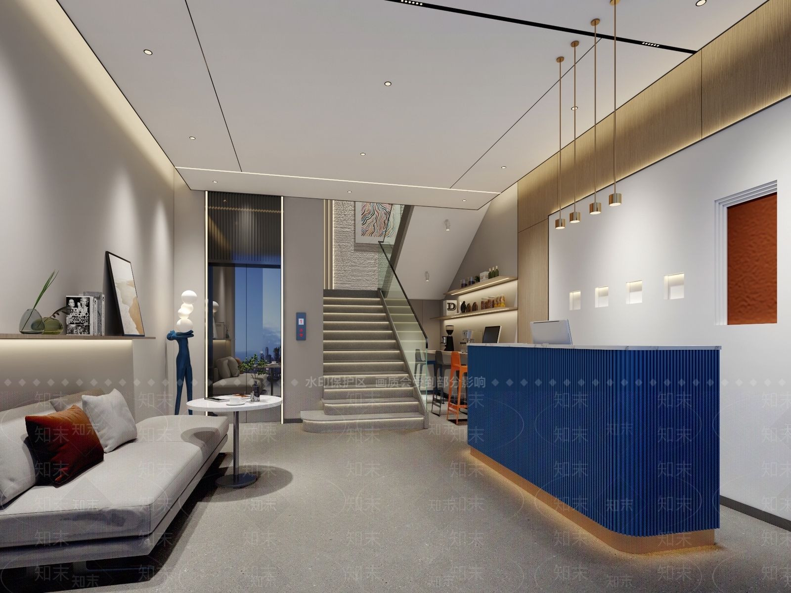 现代酒店楼梯间3D模型下载【ID:1138858720】