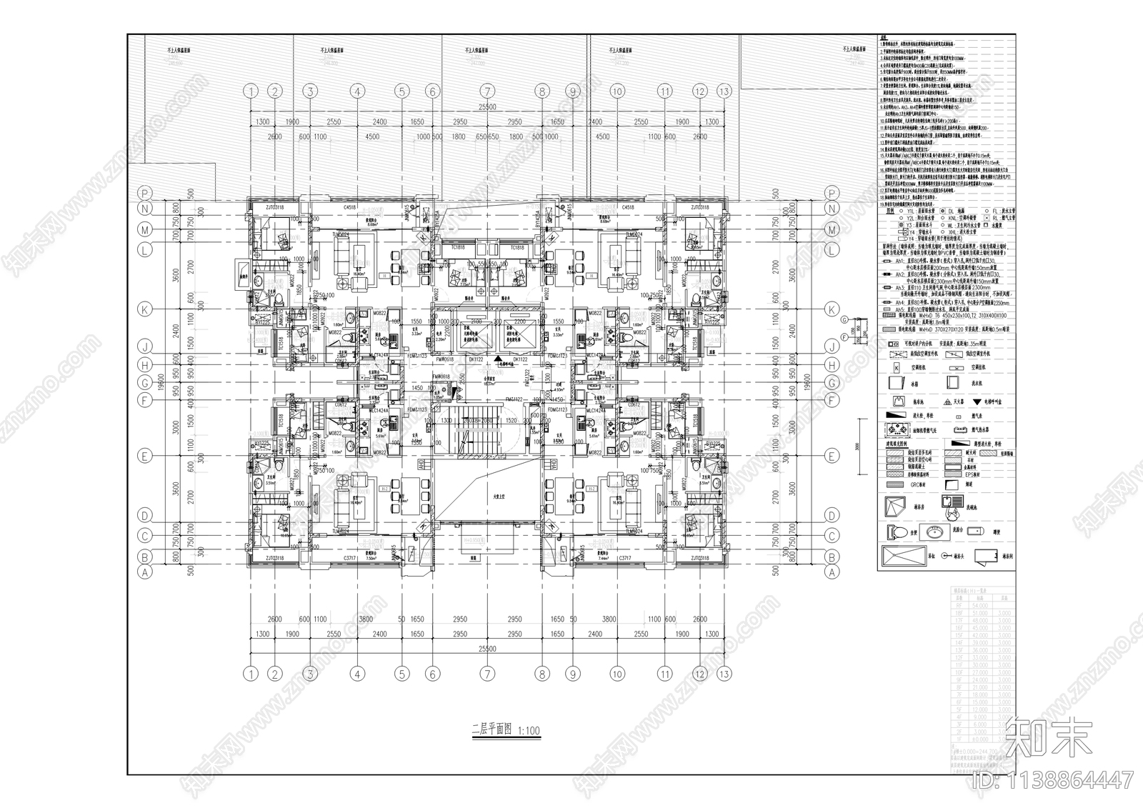 洺悦城住宅区建筑cad施工图下载【ID:1138864447】