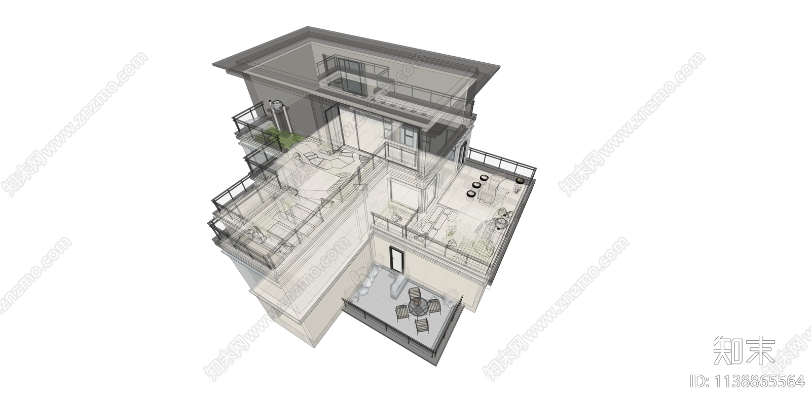 现代露台景观SU模型下载【ID:1138865564】