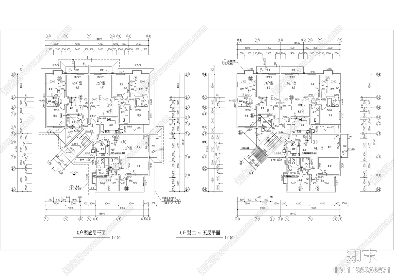 转角多层组合住宅楼建筑cad施工图下载【ID:1138866871】