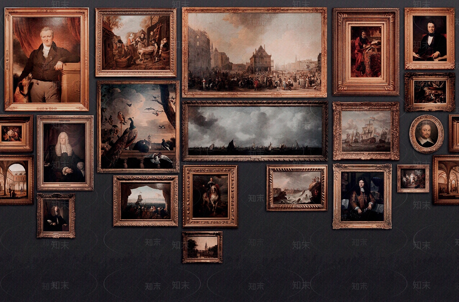 艺术相框欧式墙布贴图下载【ID:1138867248】