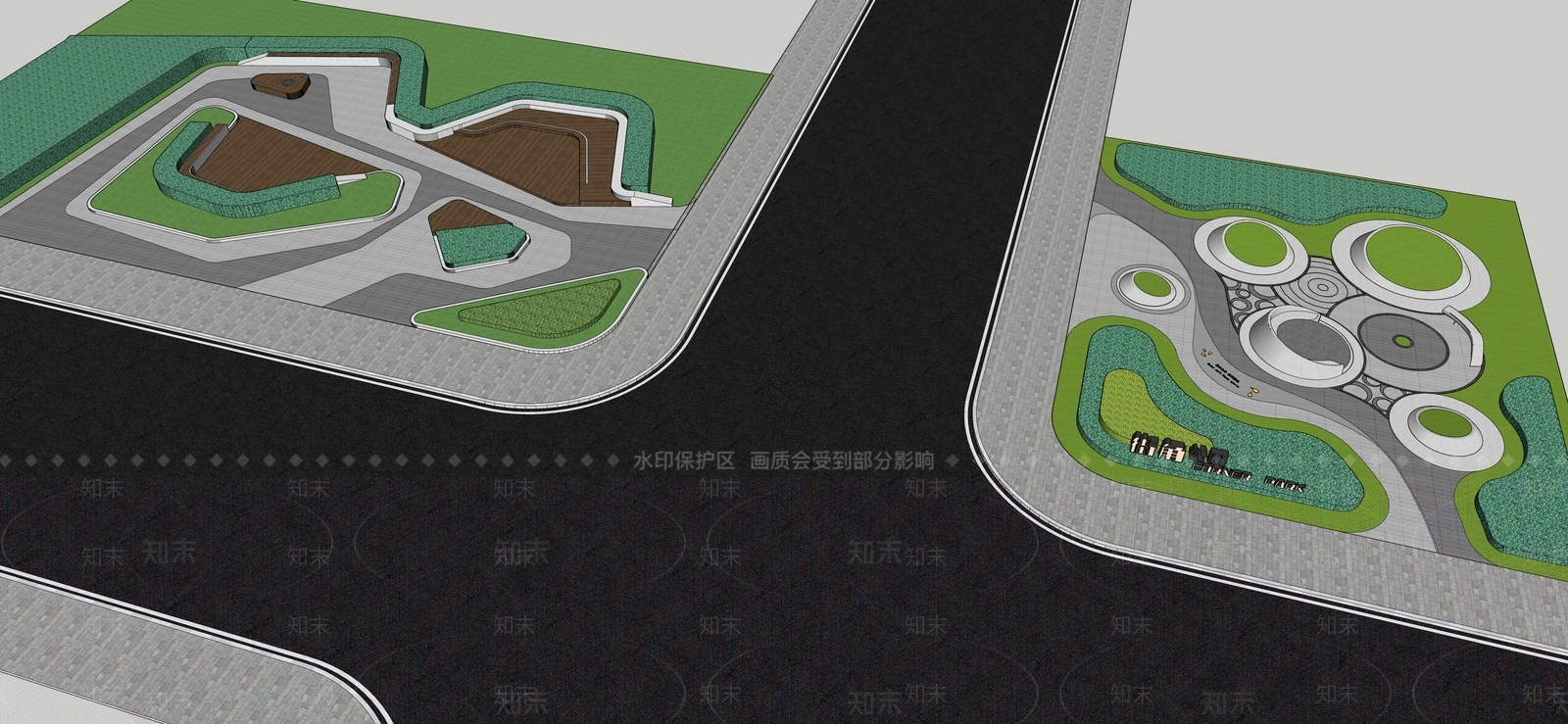 现代街角口袋公园SU模型下载【ID:1138868598】