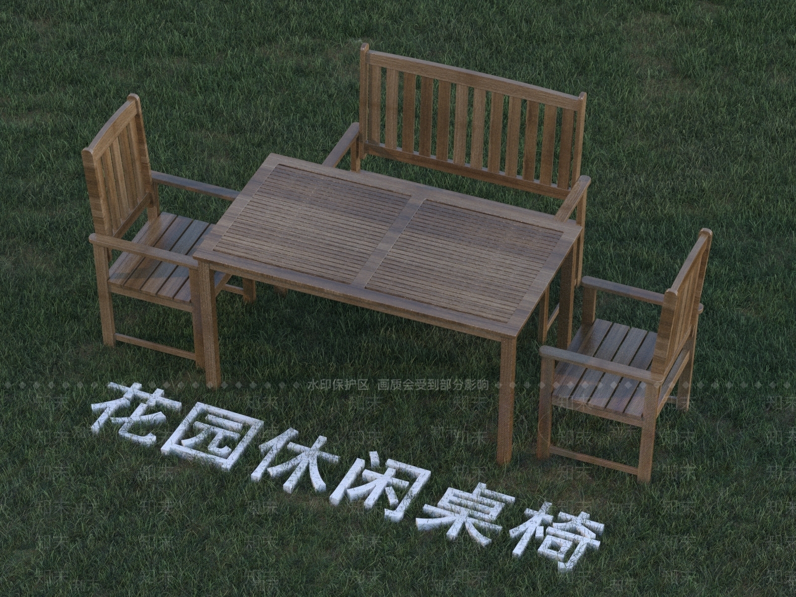 现代户外桌椅组合3D模型下载【ID:1138869291】