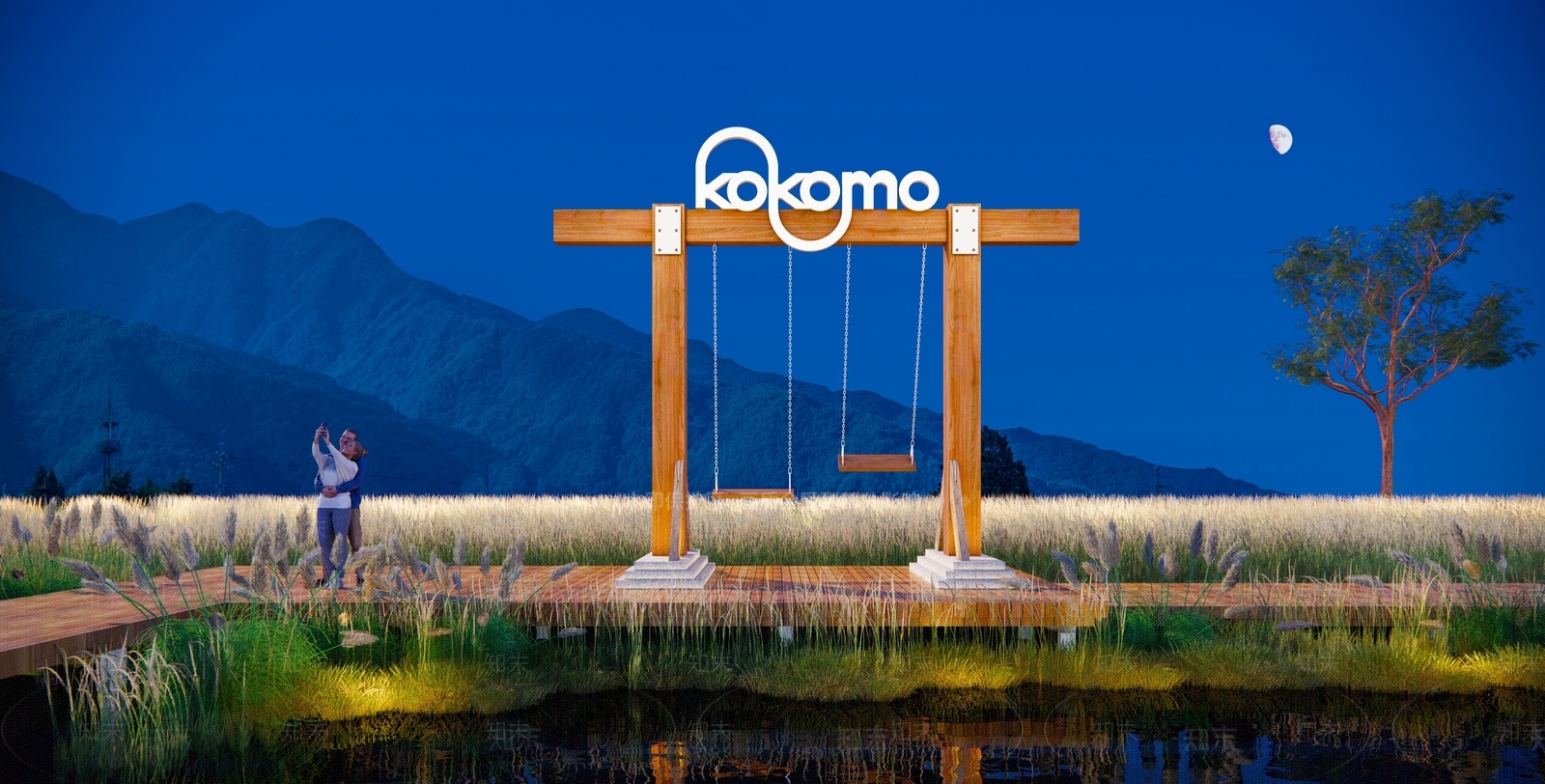 现代网红打卡秋千拍照构筑廊架SU模型下载【ID:1138869134】