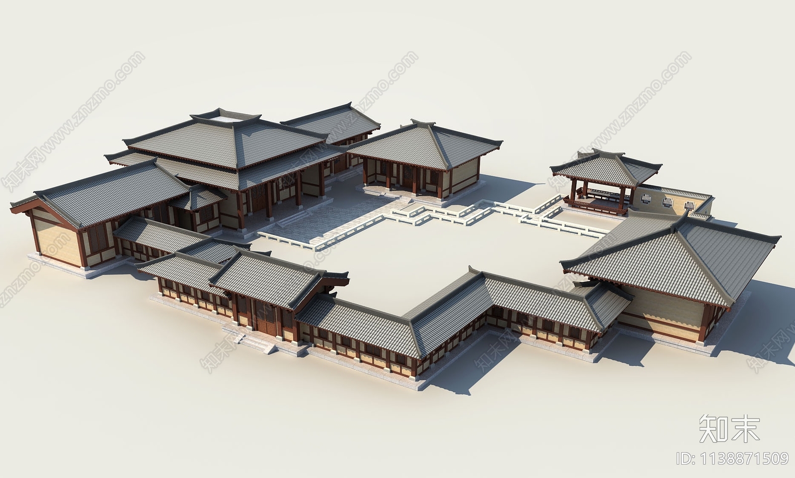 中式古建筑3D模型下载【ID:1138871509】