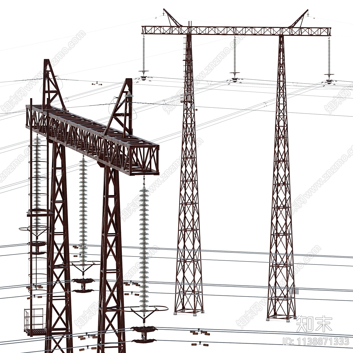 高压线塔3D模型下载【ID:1138871333】