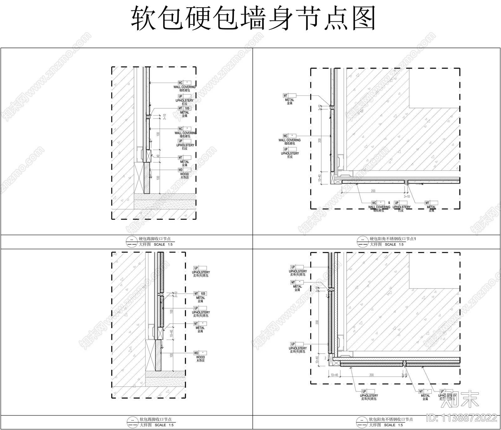 墙身硬包软包节点施工图下载【ID:1138872022】