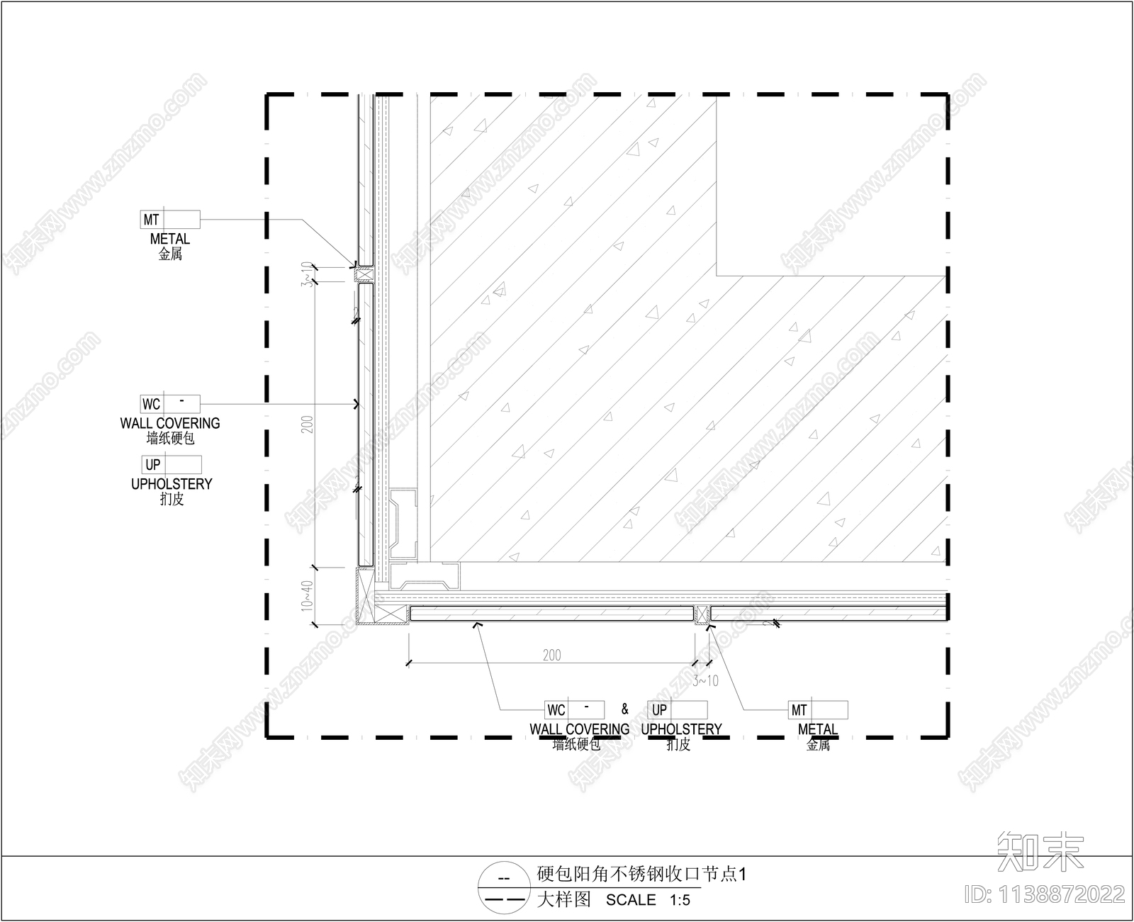 墙身硬包软包节点施工图下载【ID:1138872022】