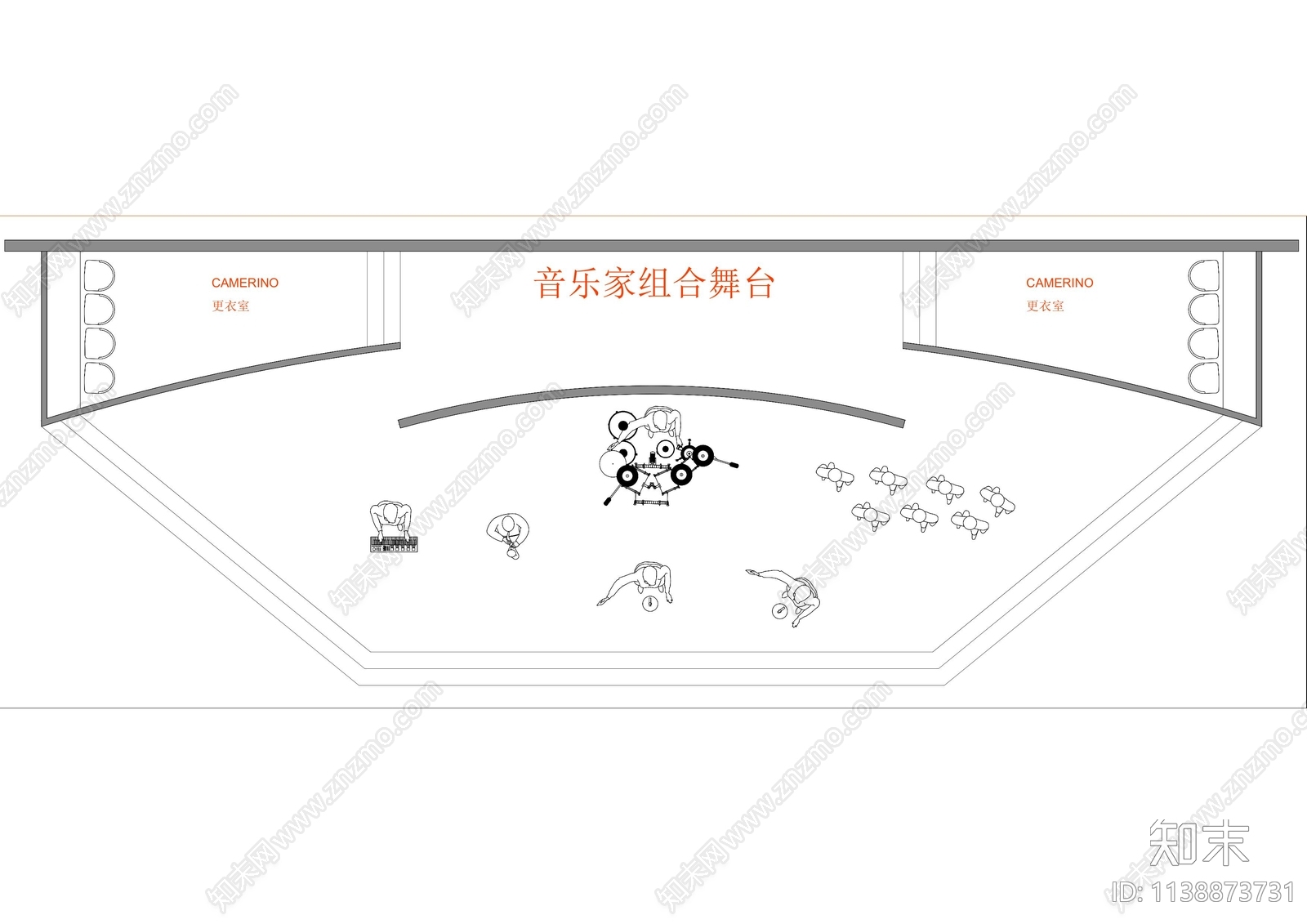 舞台乐器cad施工图下载【ID:1138873731】
